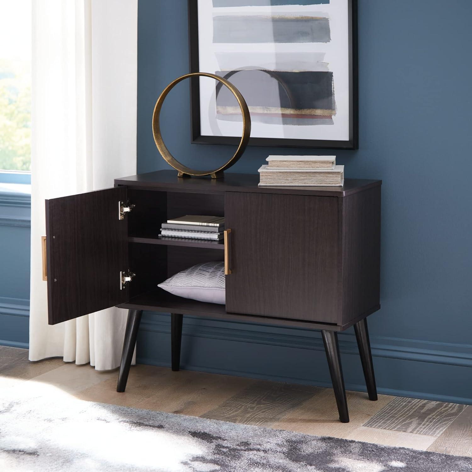 Signature Design by Ashley Contemporary Orinfield Accent Cabinet  Dark Brown