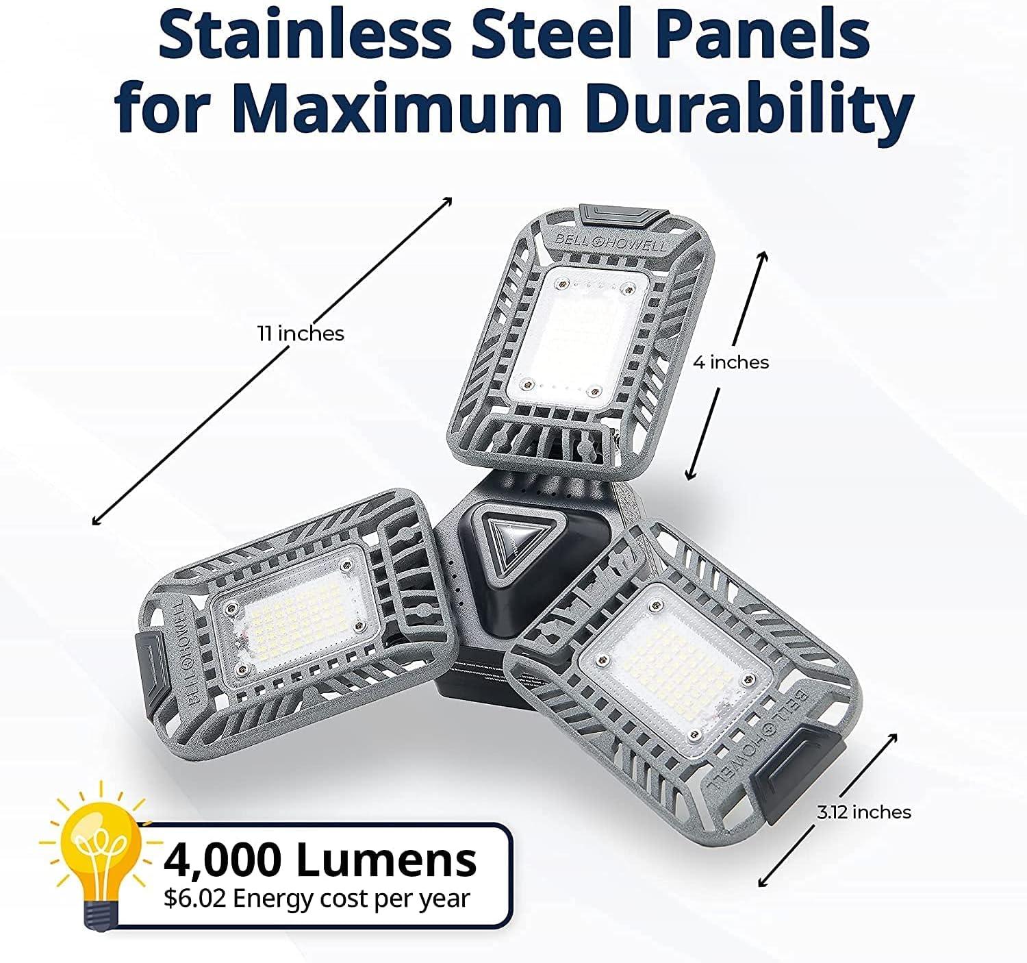 Bell+Howell Triburst Motion Sensor Technology, ASON TV 4000 Lumens / 6500 Kelvin Indoor Lights S/4, Ultra Bright with 144 LED Bulbs and Multi-Directional Triple Panel Bedroom, Garage, Ceiling