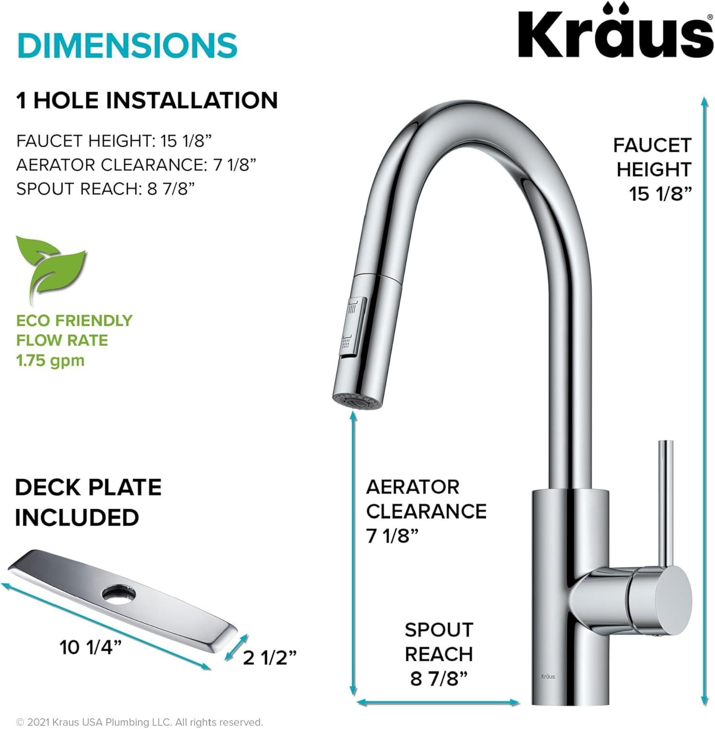 KRAUS Oletto Single Handle Pull Down Kitchen Faucet with QuickDock Top Mount Installation Assembly