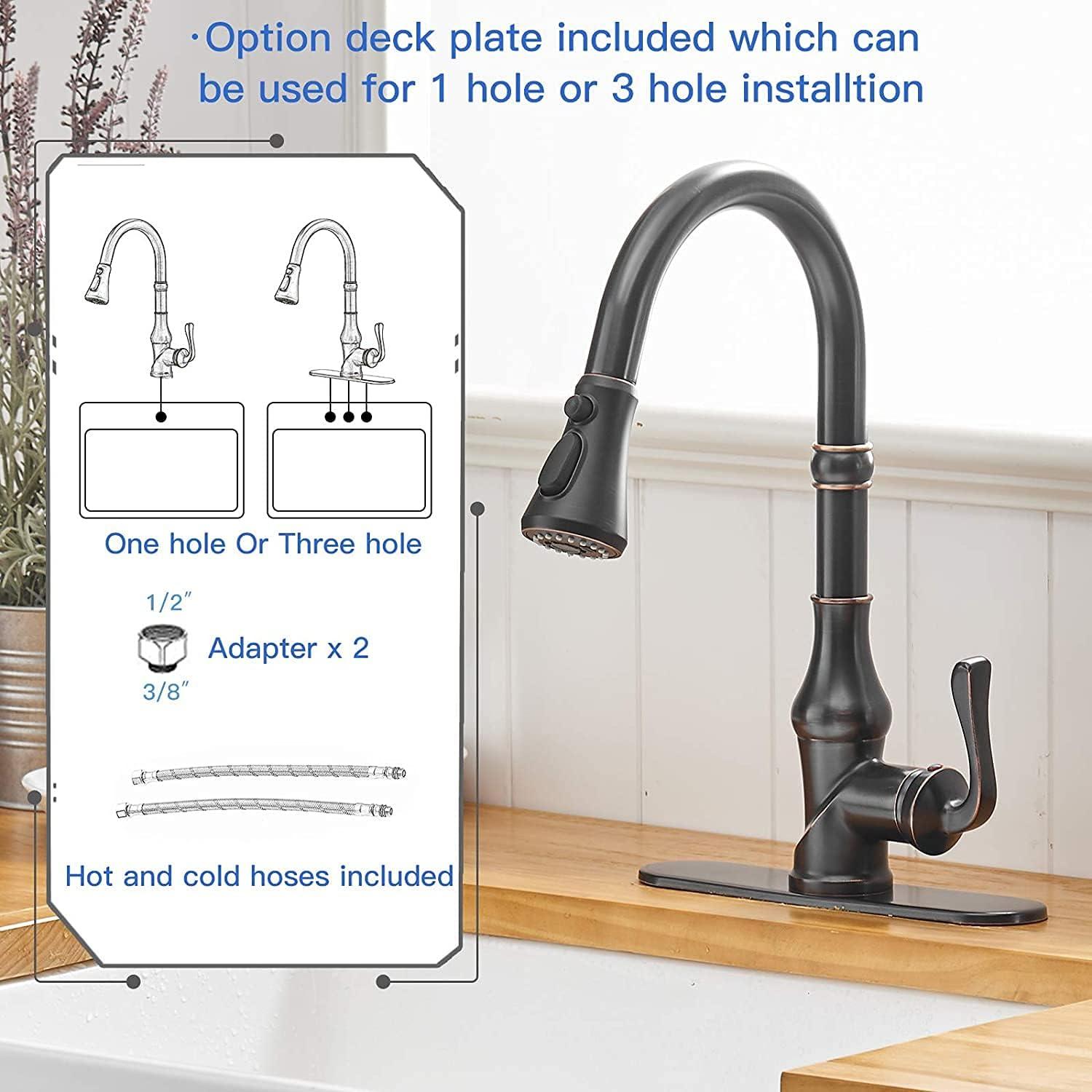 Oil-Rubbed Bronze Pull-Down Kitchen Faucet with Spray