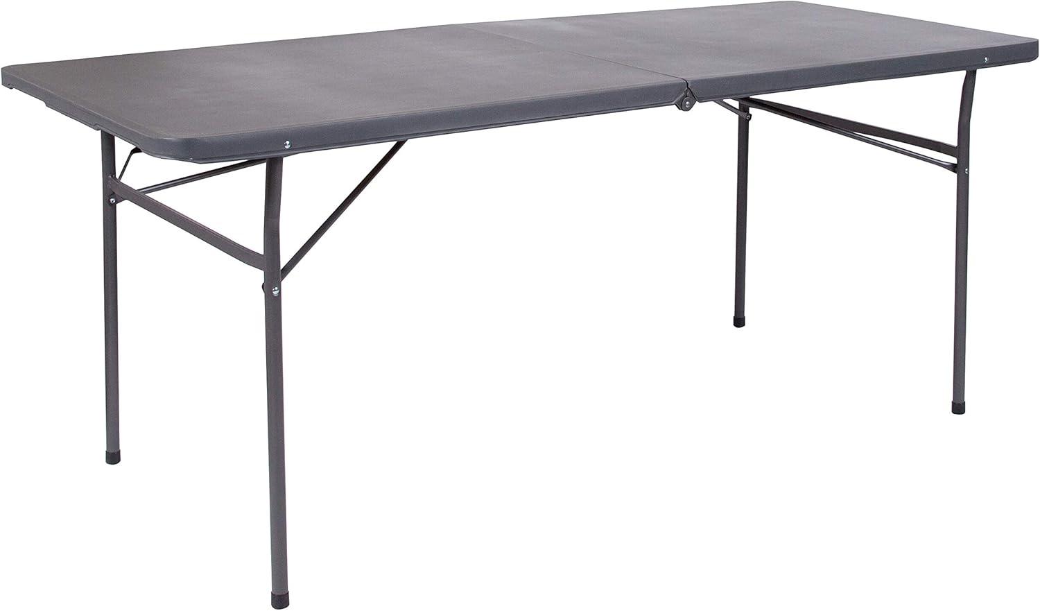 Flash Furniture 6-Foot Bi-Fold Plastic Banquet and Event Folding Table with Carrying Handle