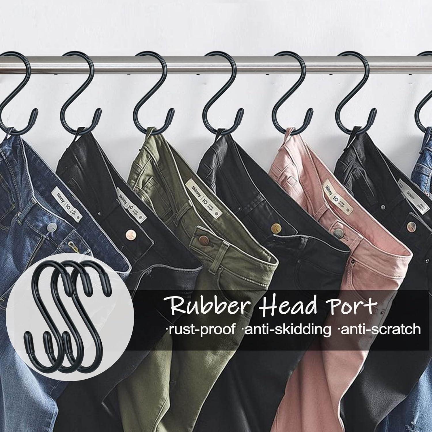 30 Pack Heavy Duty S Hooks Black S Shaped Hooks Hanging Hangers Pan Pot Holder Rack Hooks for Kitchenware Spoons Pans Pots Utensils Clothes Bags Towels Plants