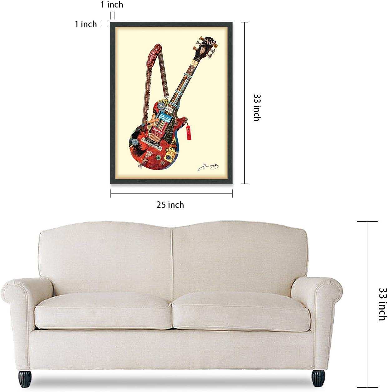 Empire Art Direct Electric Guitar Dimensional Collage Framed Graphic Art Under Glass Wall Art, 25" x 33" x 1.4", Ready to Hang