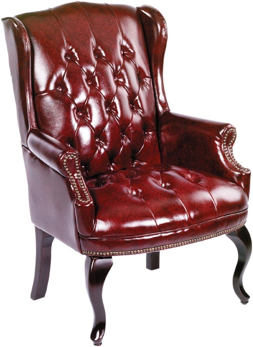 Boss B809-BY Wingback Traditional Guest Chair, 29" x 32" x 41.5",  Vinyl - Burgundy