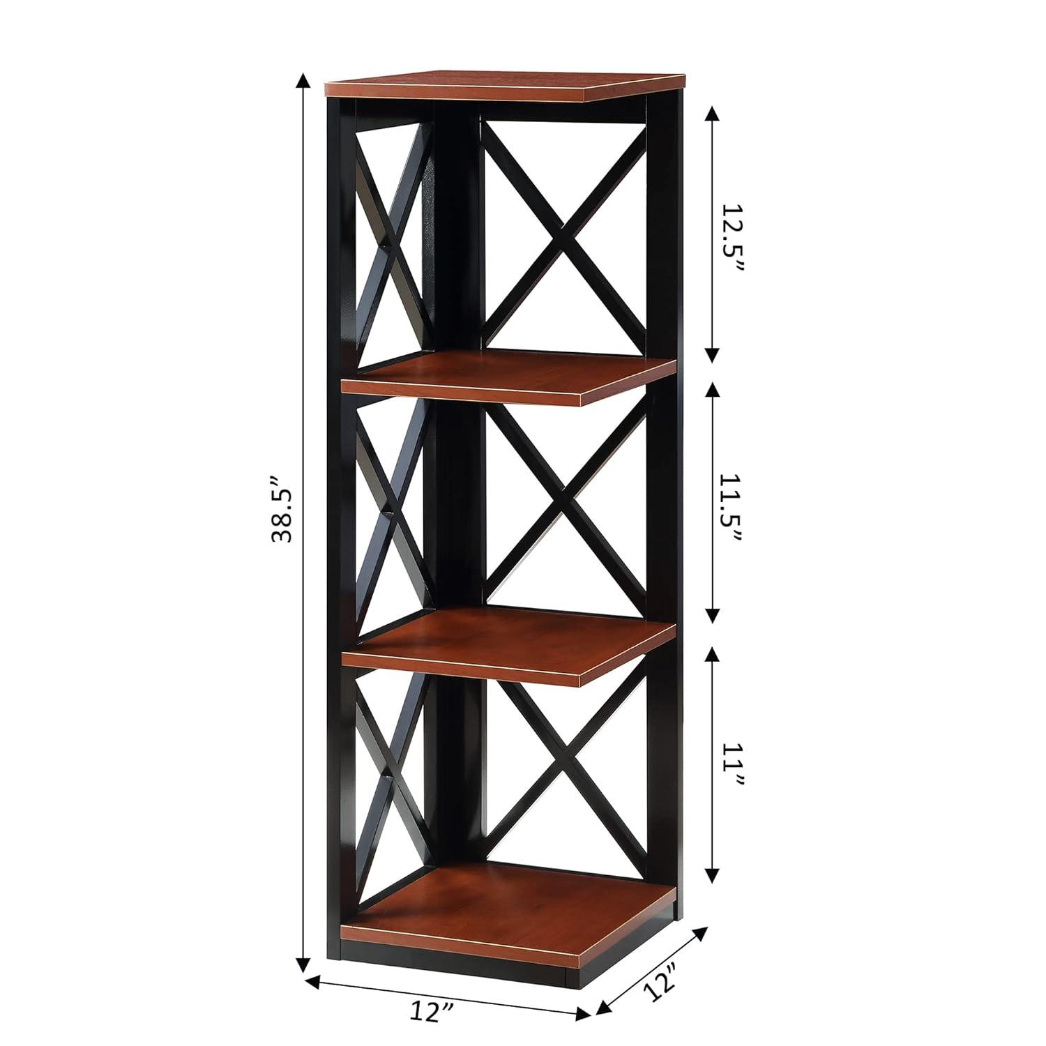 3 Tier Corner Bookcase, Cherry / Black
