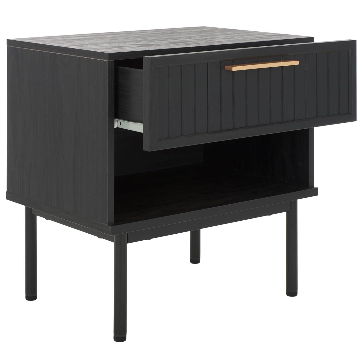 Axelle 1 Drawer Nightstand - NST9607 - Black/Black - Safavieh