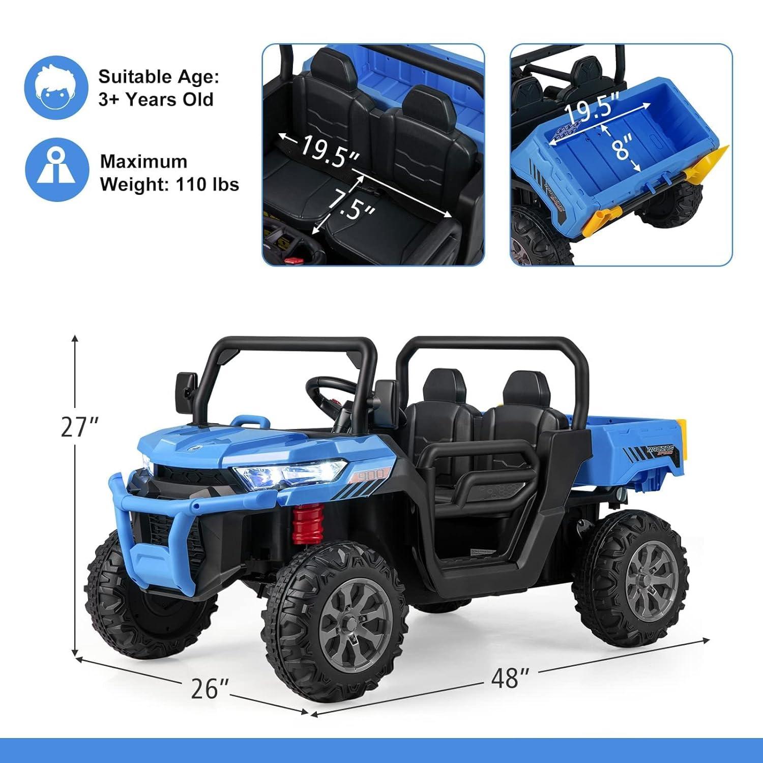 Himimi Delia Himimi 24 Voltage  Ride On Dump Truck, 2 Seater Kids UTV with Electric Dump Bed, Remote Control