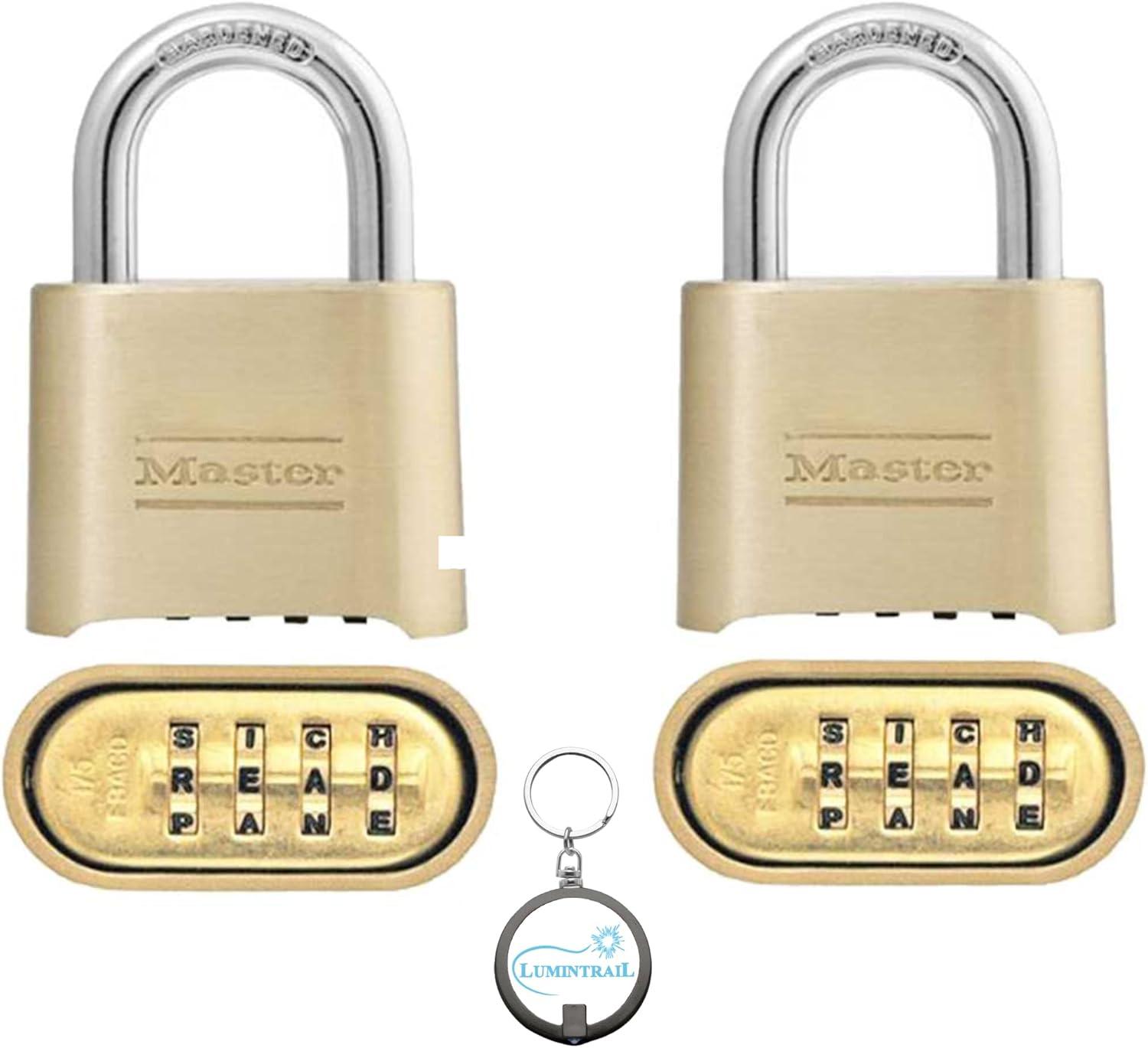 2 Pack Master Lock 175D 2" Wide Re-Settable Combination Padlock Hardened with 1" Shackle Height