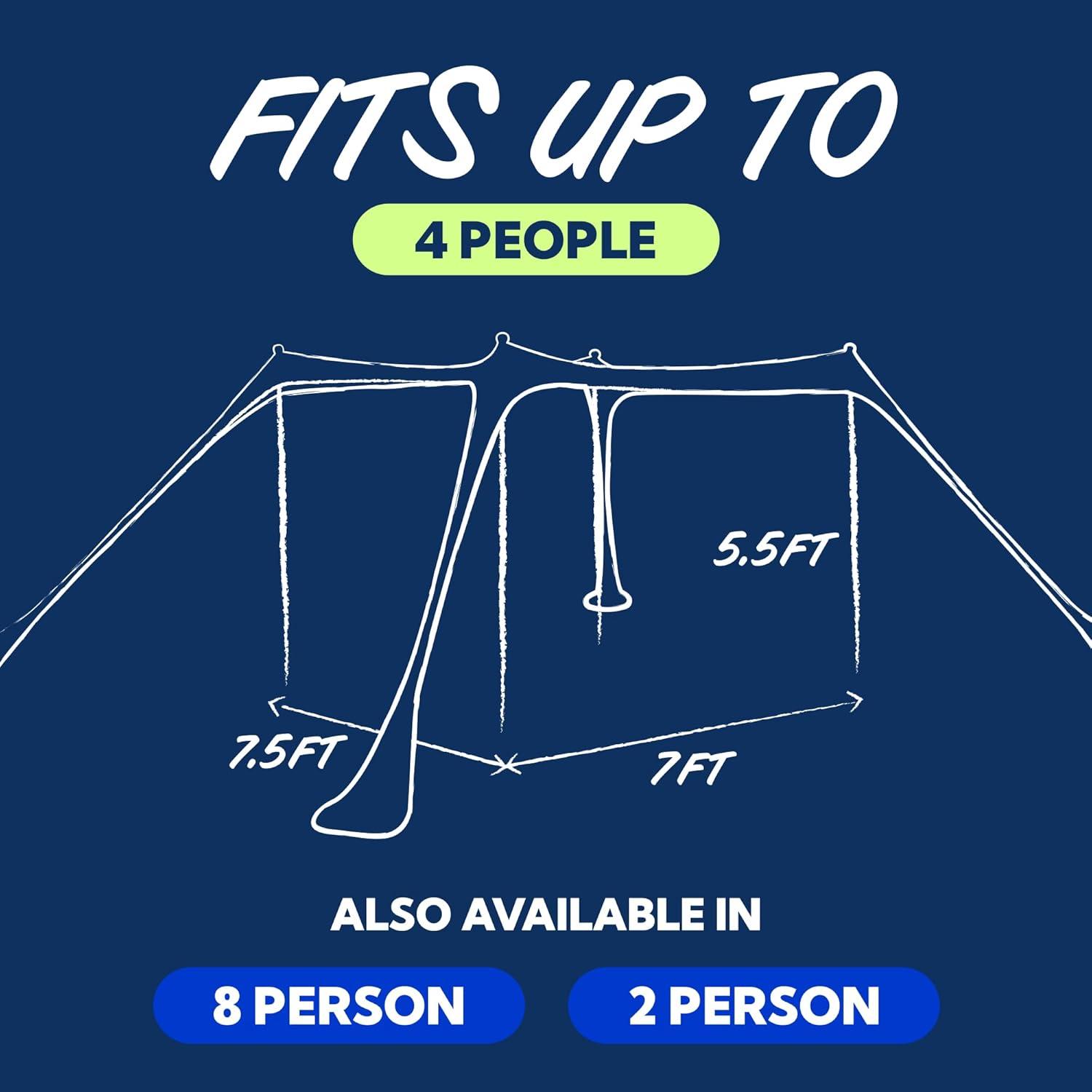 SUN NINJA 7x7.5 FT Pop-Up Beach Tent with Sand Shovel, Pegs & Stability Poles – Royal Blue Sun Shelter for Beach, Camping & Outdoor Use