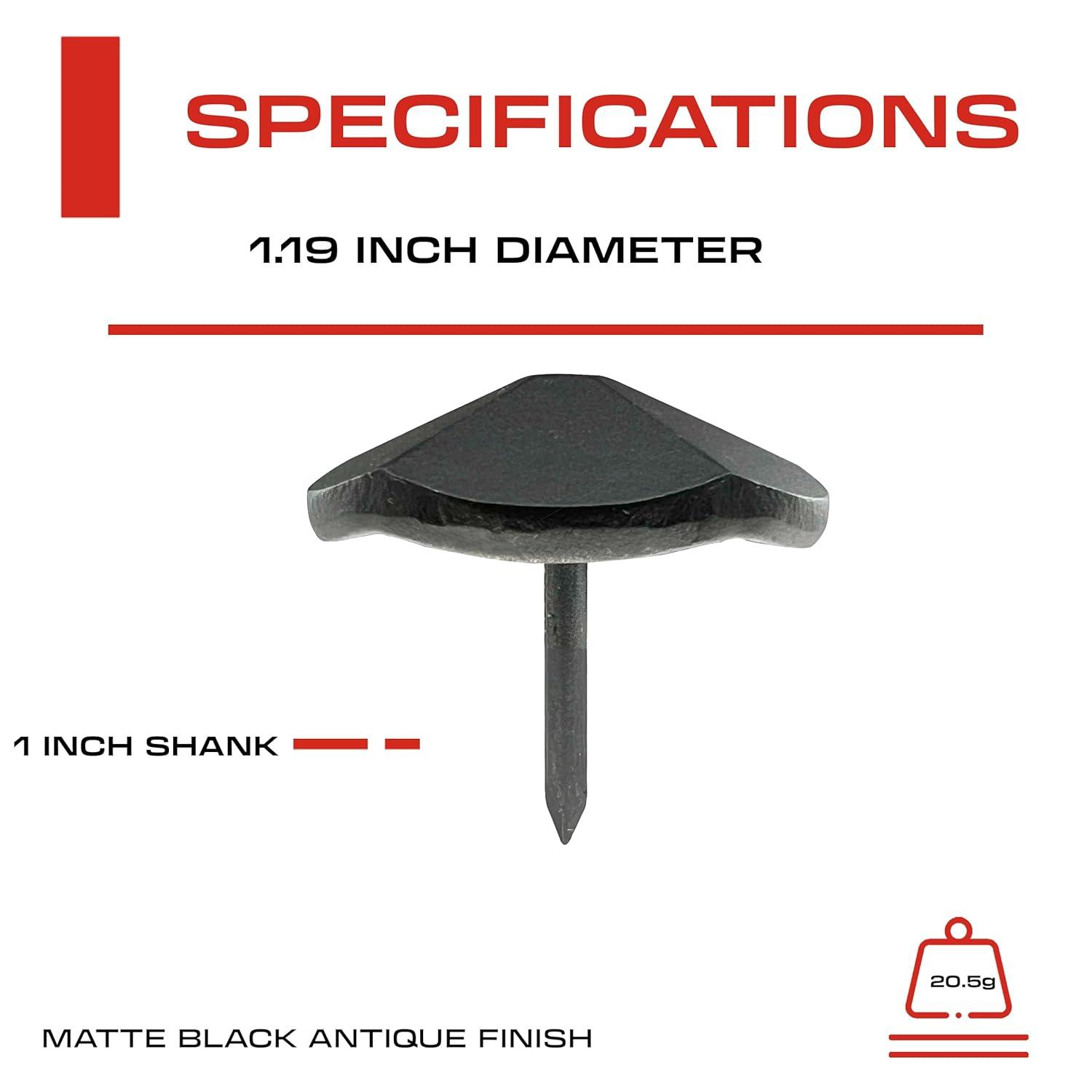 Sidco Supply 50 Pack - 1.20 Inch Iron Clavos - Decorative Nails - Black - Upholstery Tacks - Clavos - Pyramid - Antique Rustic Accent for Wood, Decorative Door Studs, Farm Barn Door, Furniture Nails