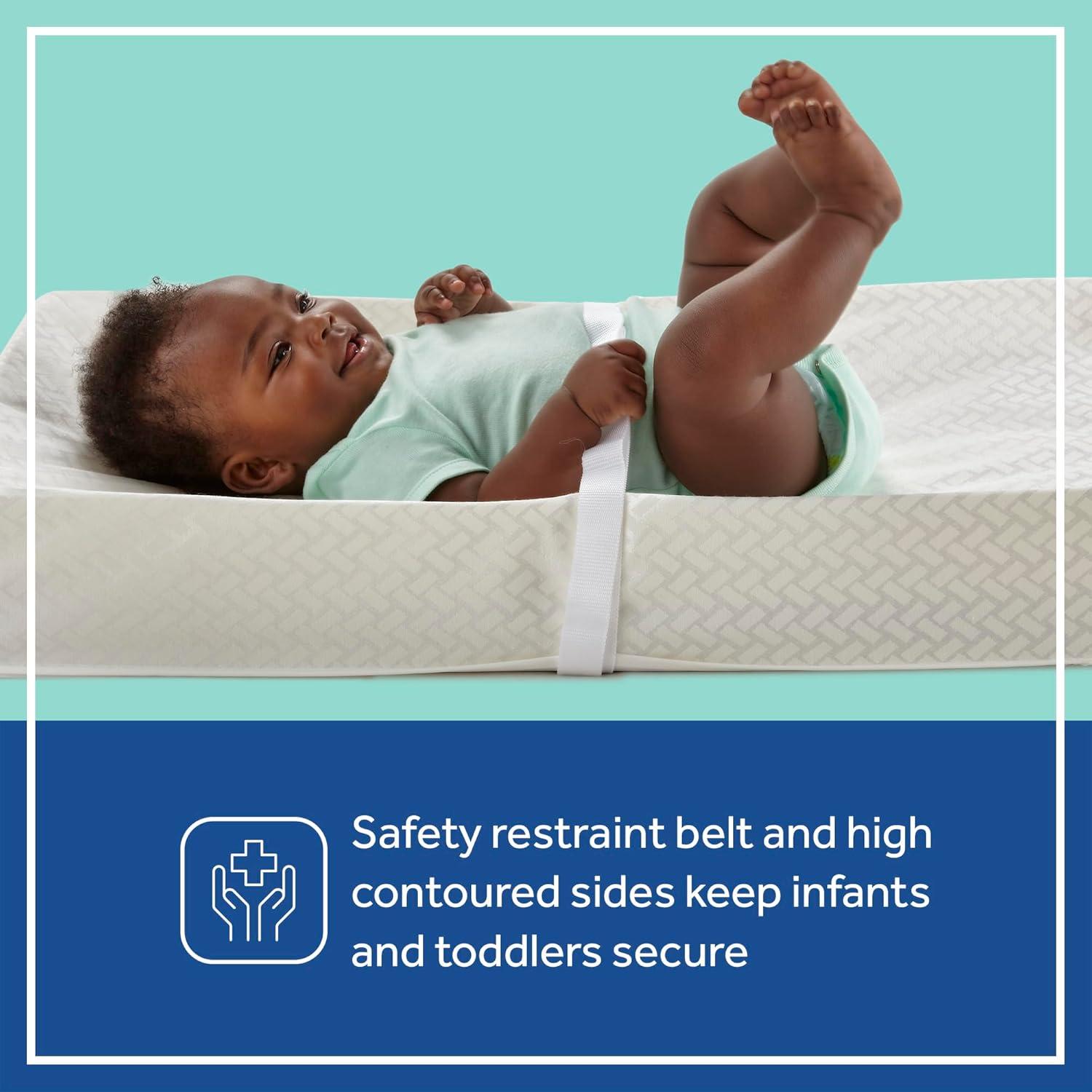 Sealy Baby Sealy Baby Cotton Comfort Waterproof 3-Sided Contoured Baby Diaper Changing Pad for Dresser or Changing Table, Baby Changing Pad - White, 32” x 16”