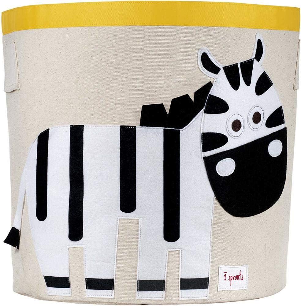 3 Sprouts Canvas Storage Bin - Laundry and Toy Basket for Baby and Kids, Zebra