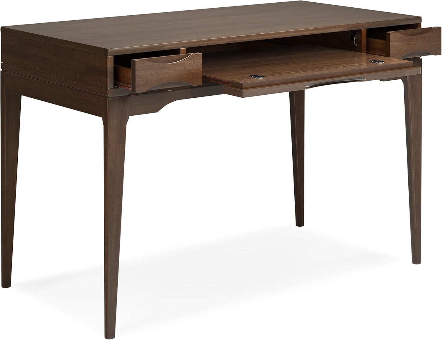 Simpli Home Harper Solid Wood Desk, Contemporary Style with Keyboard Tray and Storage