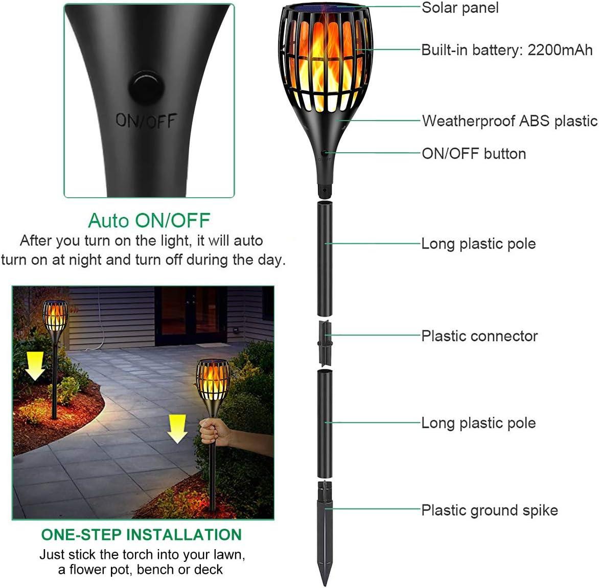 Solar Lights Outdoor, 43" Flickering Flames Torch Light Solar Garden Lights Waterproof Landscape Lighting Dusk to Dawn Auto On/Off Security Torch Light for Yard Patio Driveway, 4Pack