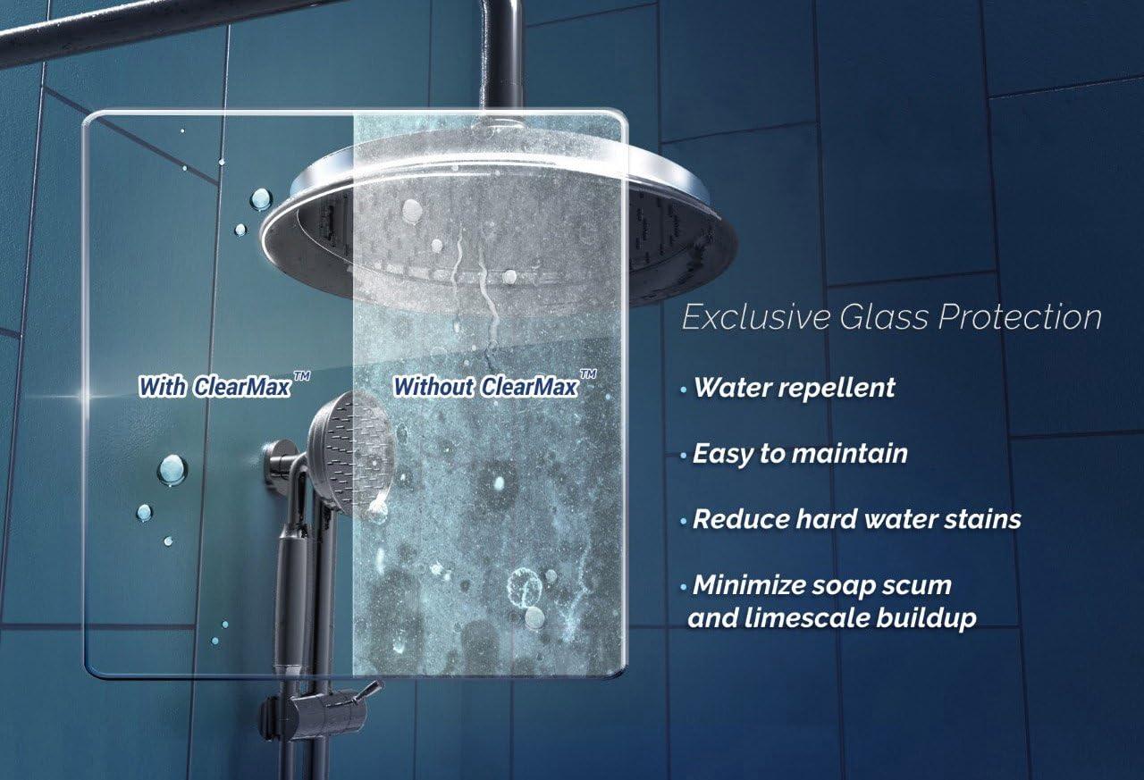Unidoor 35" W x 72" H Frameless Shower Door with ClearMax Glass Treatment
