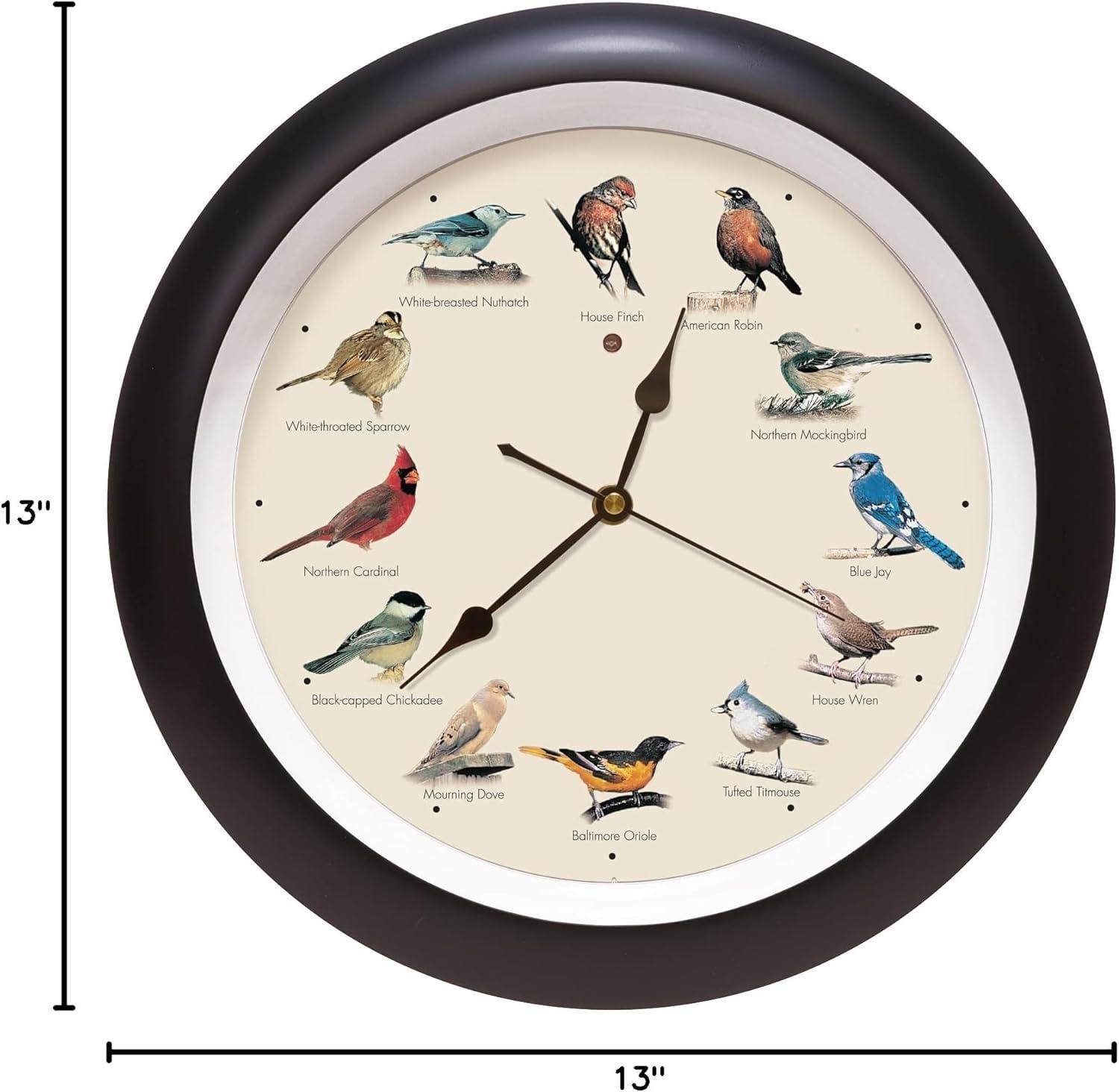 Mark Feldstein and Associates Original Singing Bird Wall Clock, 13 Inch (Black)
