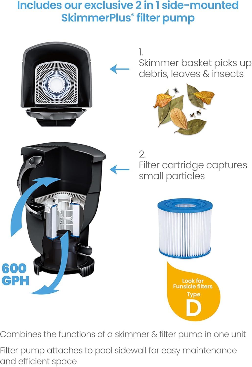 Funsicle Funsicle: Oasis Designer Lap Pool - Above Ground Pool Set, Durable 3-Ply, Powerful Filtration System, SureStep Ladder, For 6-7 People