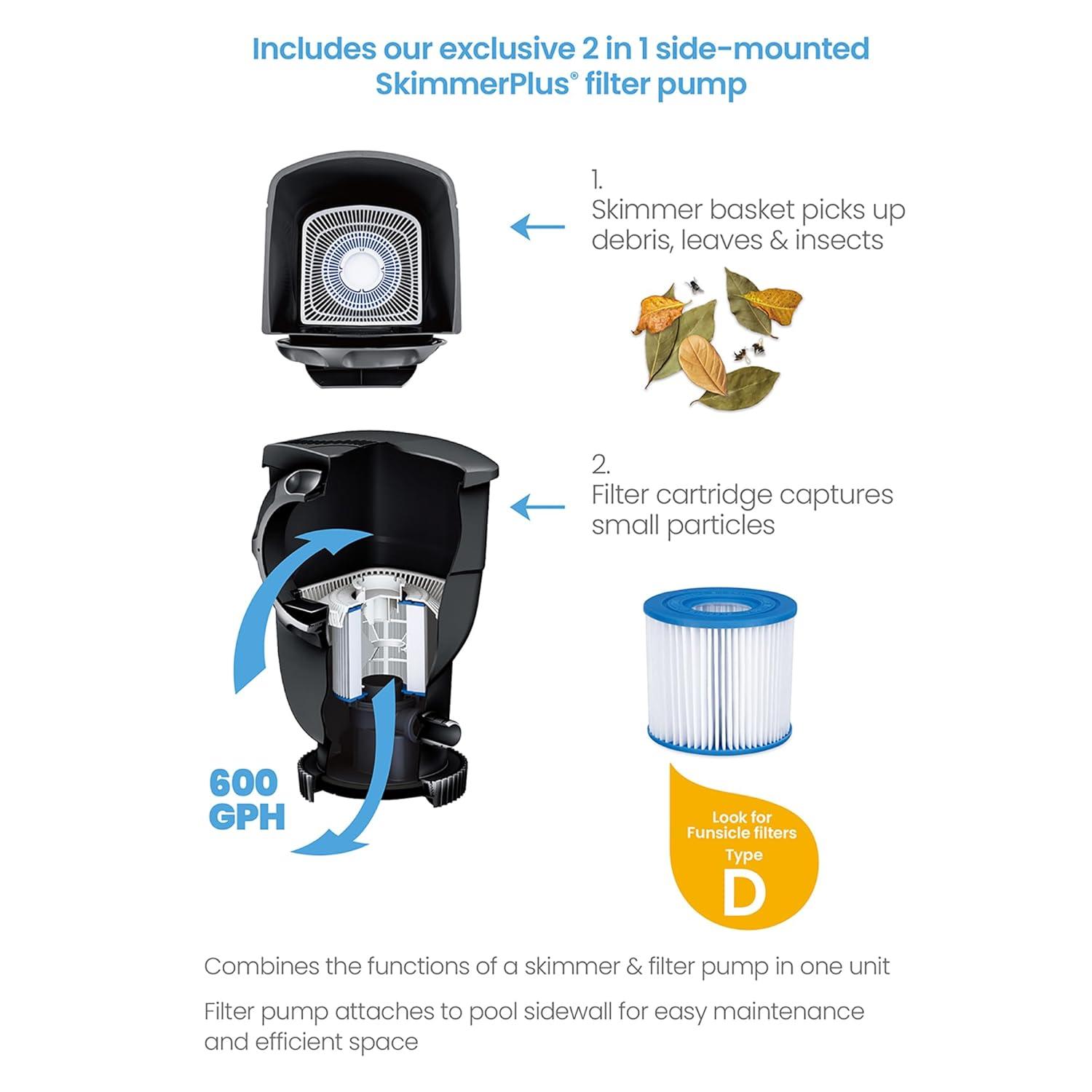 Funsicle Funsicle: Oasis Designer Lap Pool - Above Ground Pool Set, Durable 3-Ply, Powerful Filtration System, SureStep Ladder, For 6-7 People