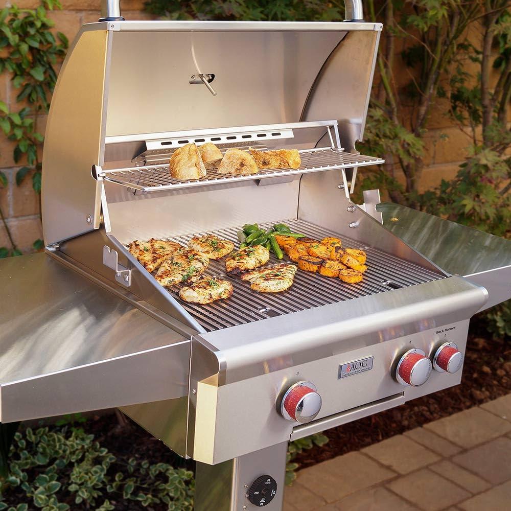 24-Inch Stainless Steel Natural Gas Grill with Side Shelves