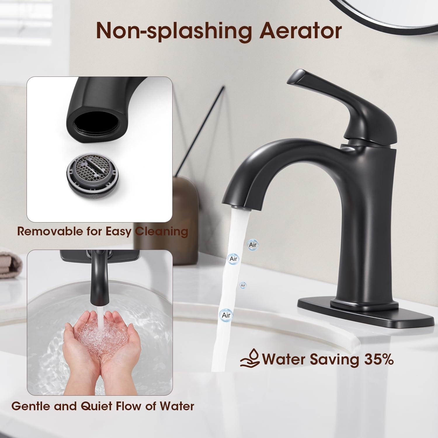 Arvo Single Hole Bathroom Faucet with Drain Assembly, Single Handle Bathroom Sink Faucet