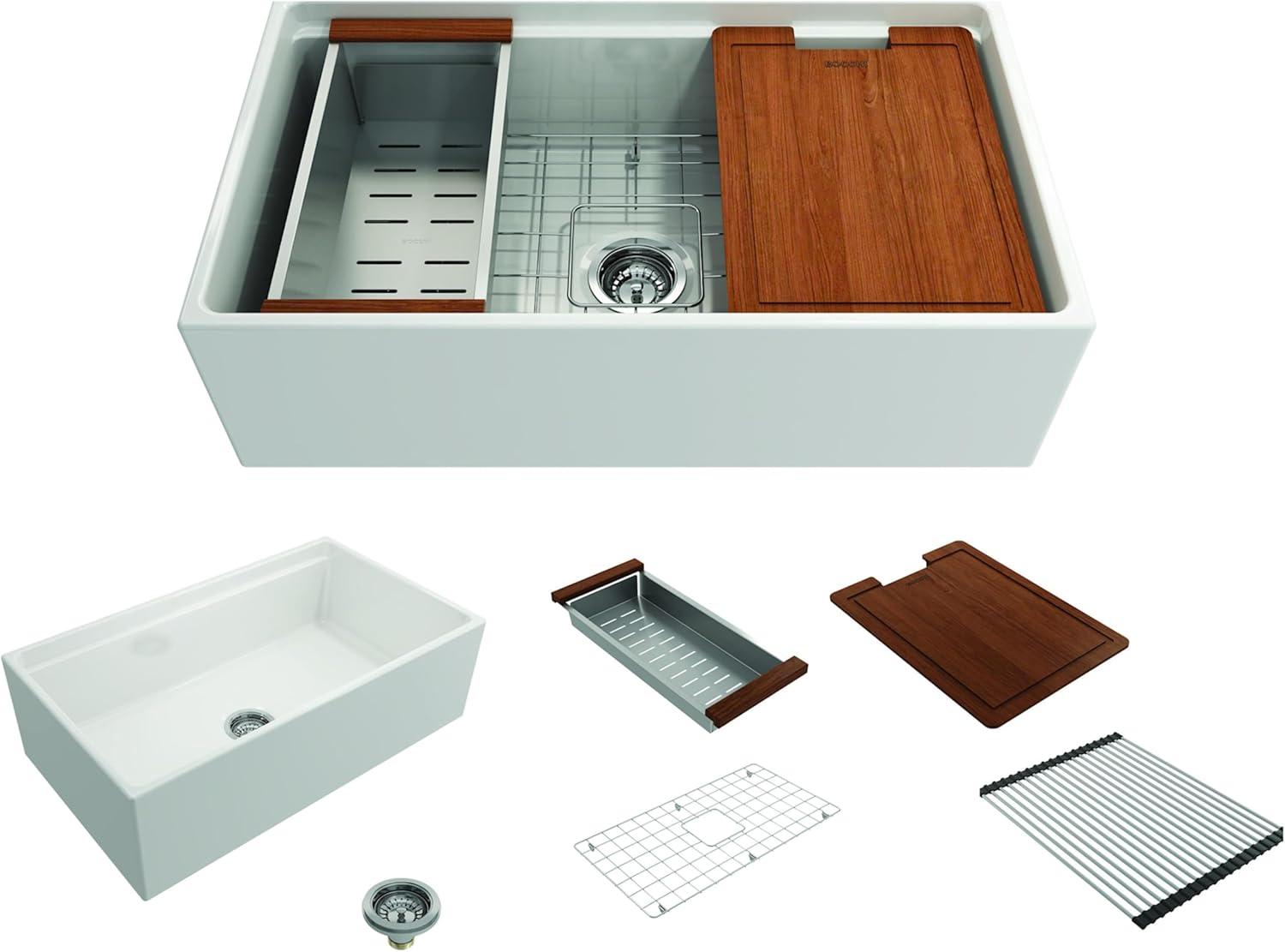 Contempo 33'' L Farmhouse Apron-Front Fireclay Kitchen Sink