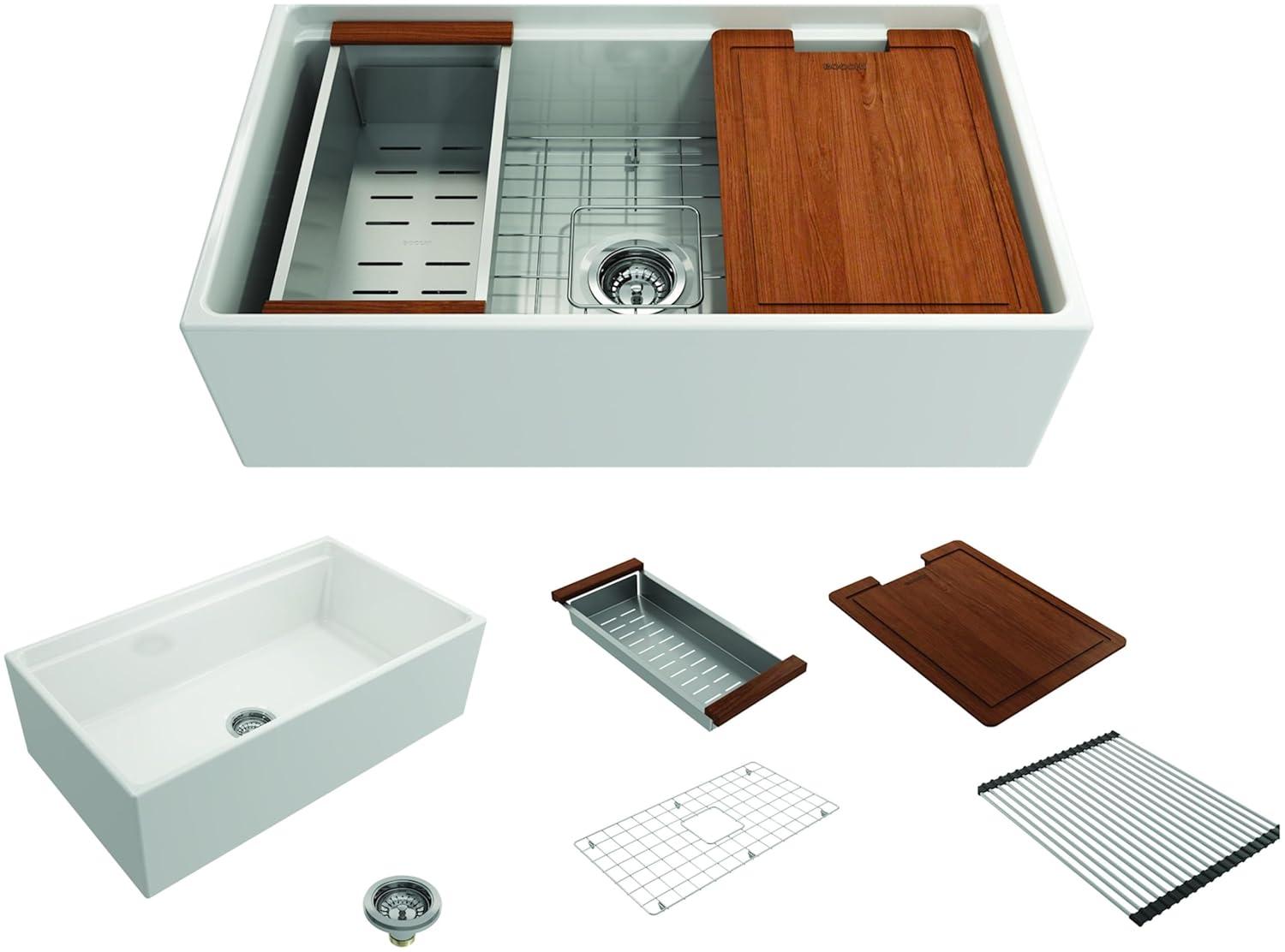 Contempo 33'' L Farmhouse Apron-Front Fireclay Kitchen Sink