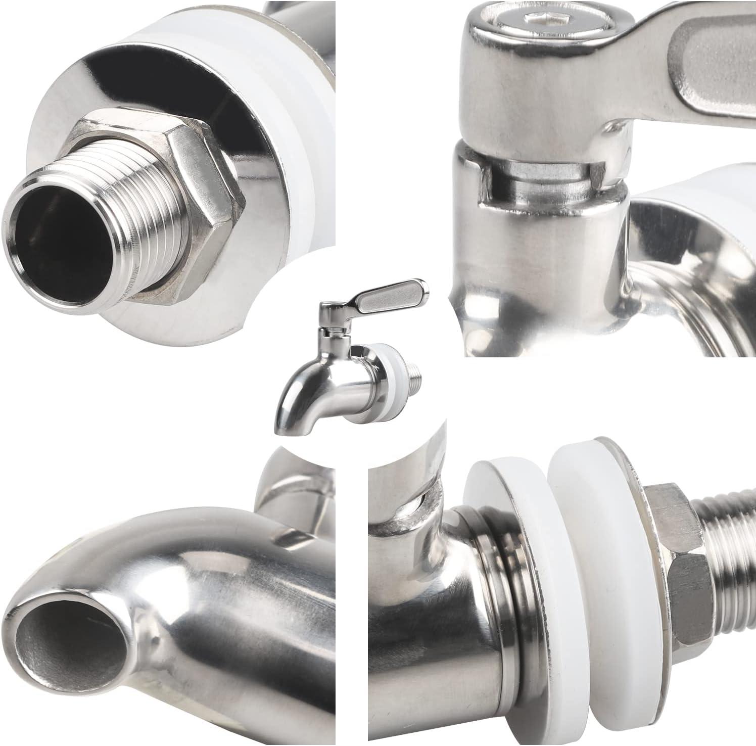 Polished Stainless Steel Beverage Dispenser Replacement Spigot Set