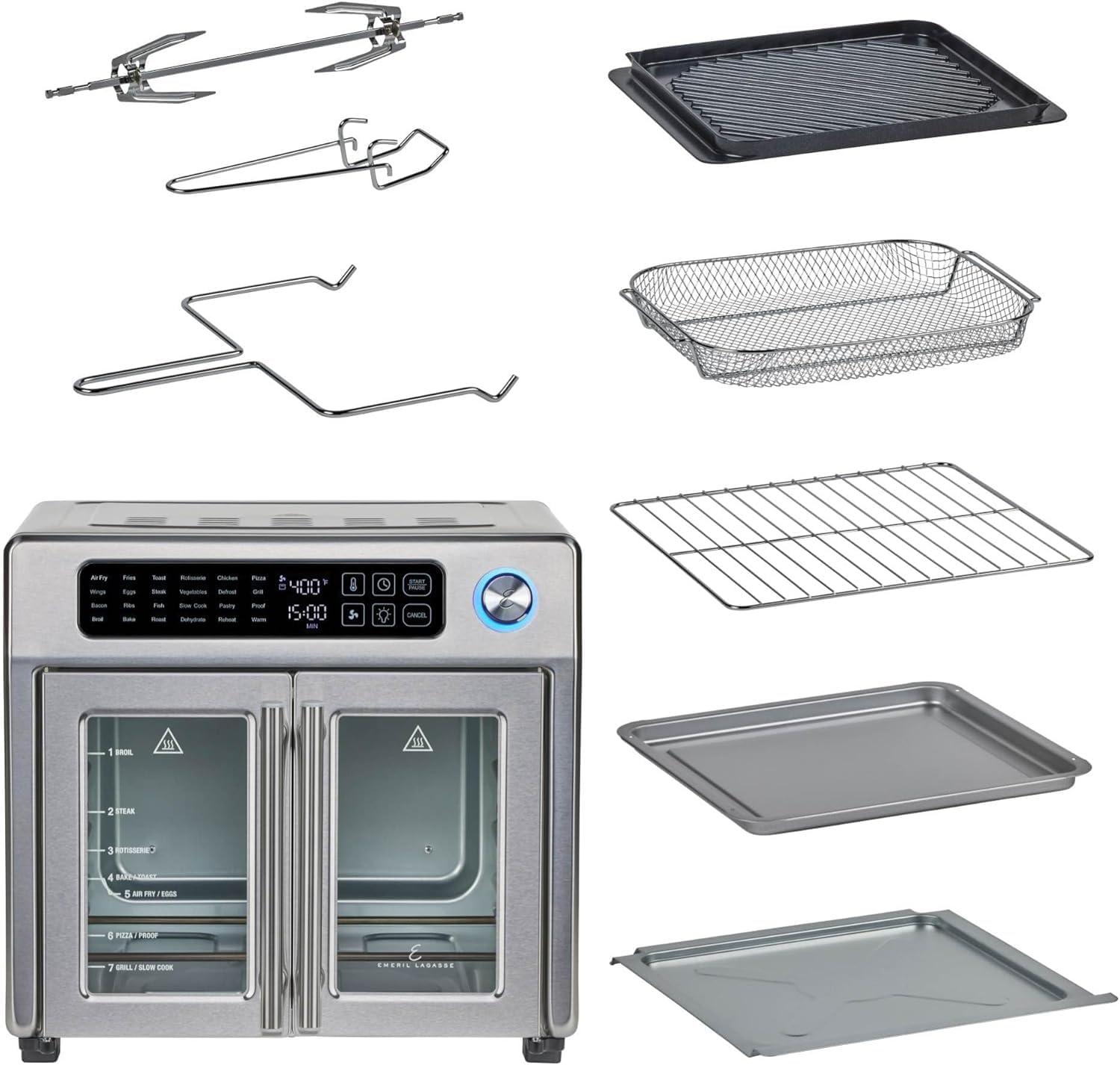 Emeril Lagasse Extra Large French Door Air Fryer Toaster Oven Combo, 25 Cooking Functions and Digital Controls, 7 Accessories Included, Stainless Steel Finish, 26QT Capacity & Reviews | Wayfair