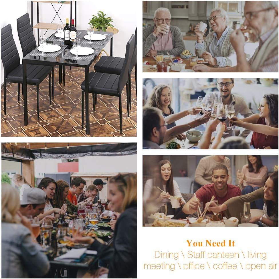 PayLessHere Dining Table Set Glass for Small Spaces Kitchen Table and Chairs for 4 Table with Chairs Home Furniture Rectangular Modern, White Glass