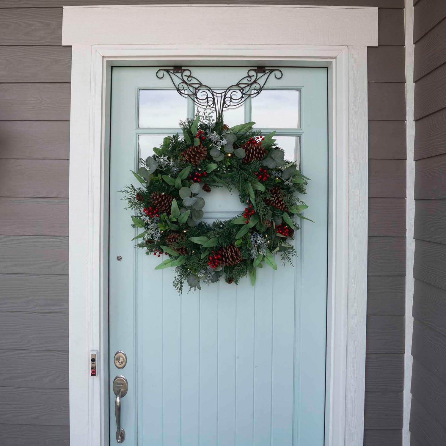 30 Inch Pre-Lit Pine Christmas Wreath with LED Lights