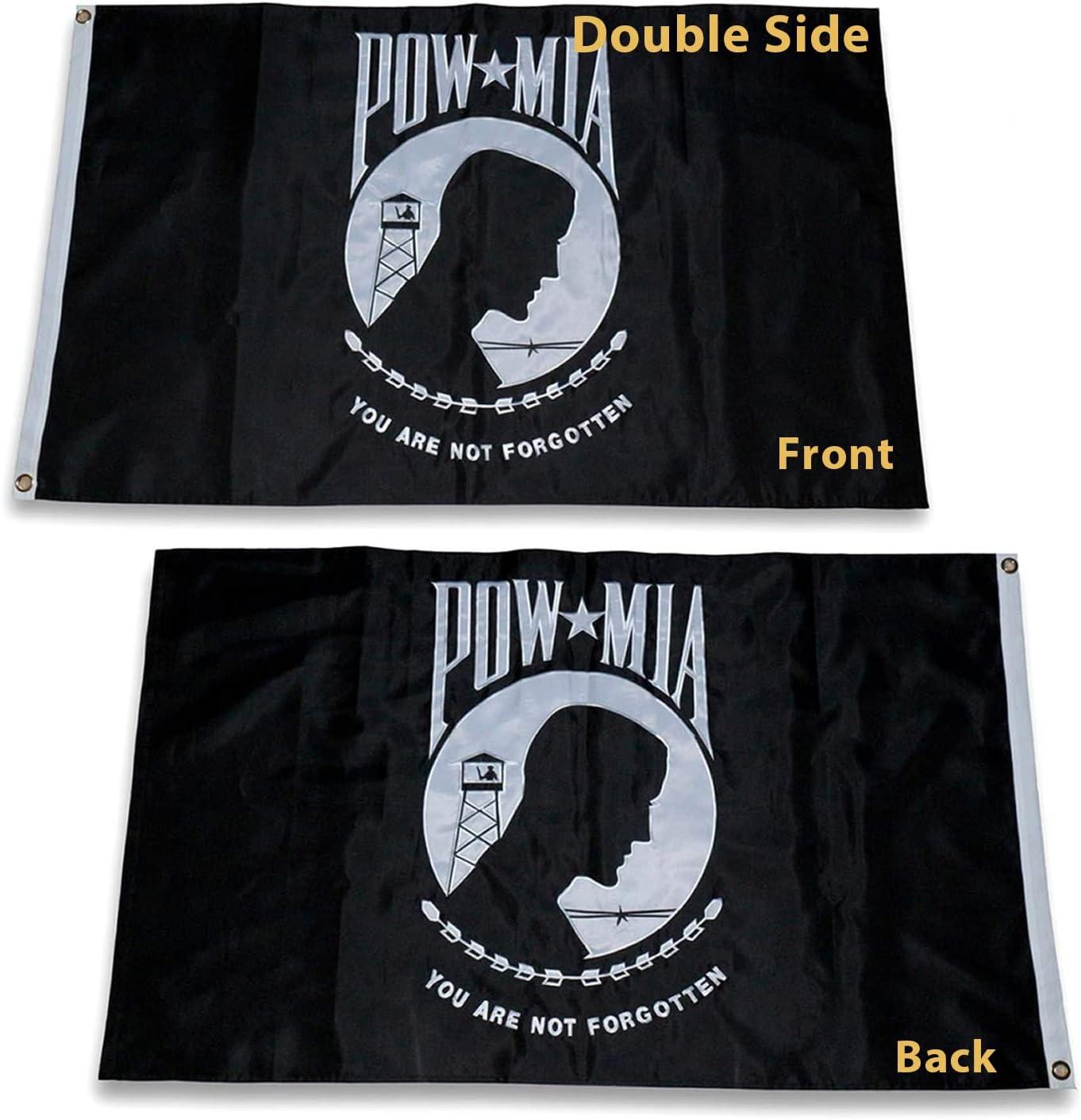 POW MIA 3x5 Nylon Flag - Double Sided and Embroidered - All Weather, Durable, Outdoor Nylon Flag - Front Line Flags