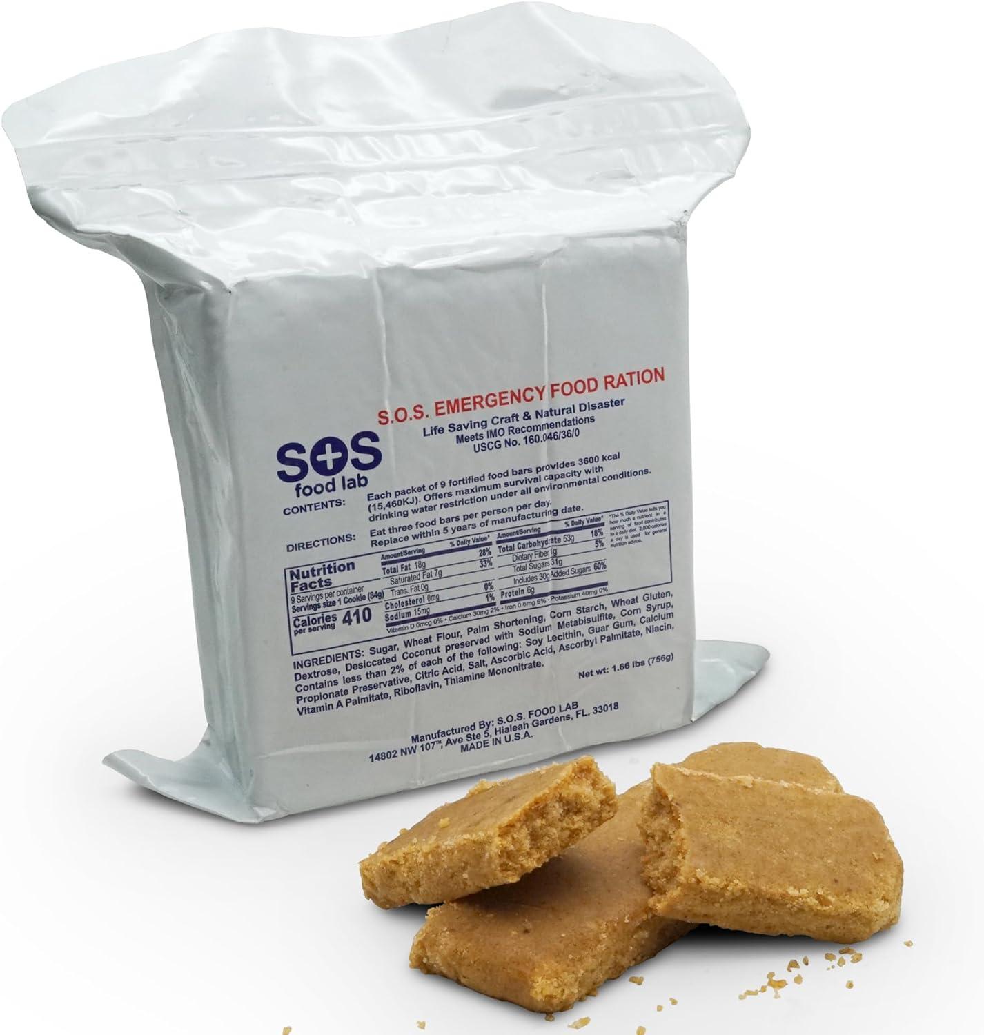 SOS Food Labs, Inc. 185000825 S.O.S. Rations Emergency 3600 Calorie Food bar - 3 Day/ 72 Hour Package with 5 Year Shelf Life!