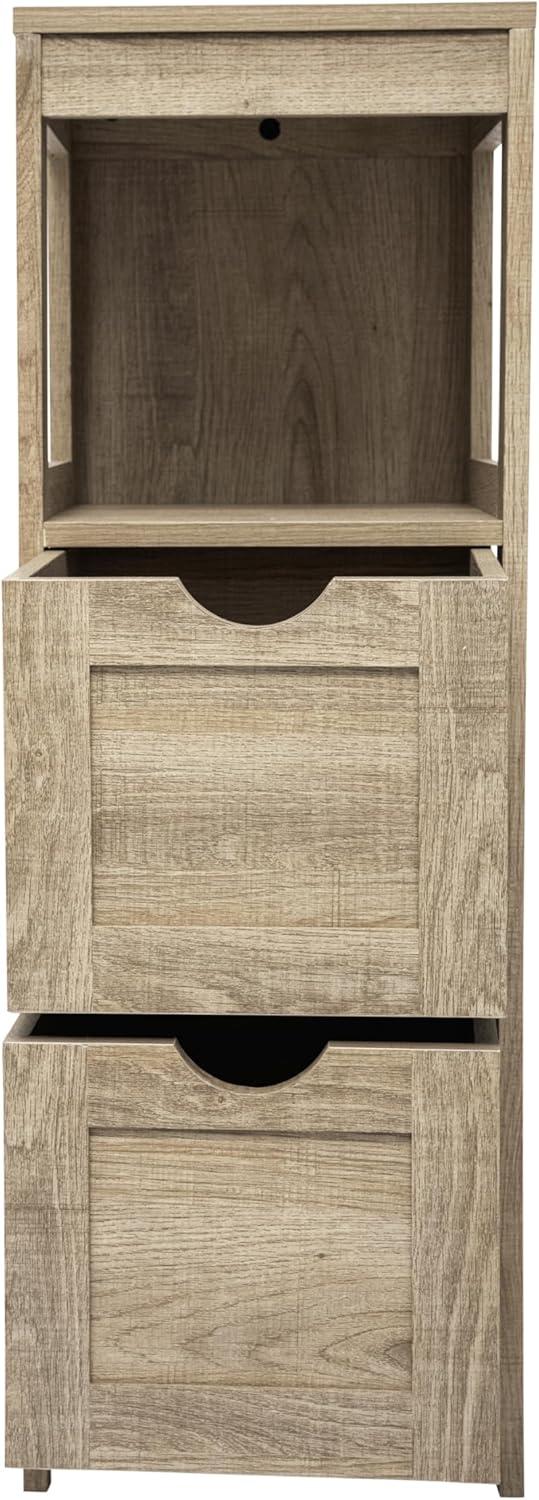 Flash Furniture Dune Farmhouse Bathroom Storage Organizer with Drawers and Open Shelf