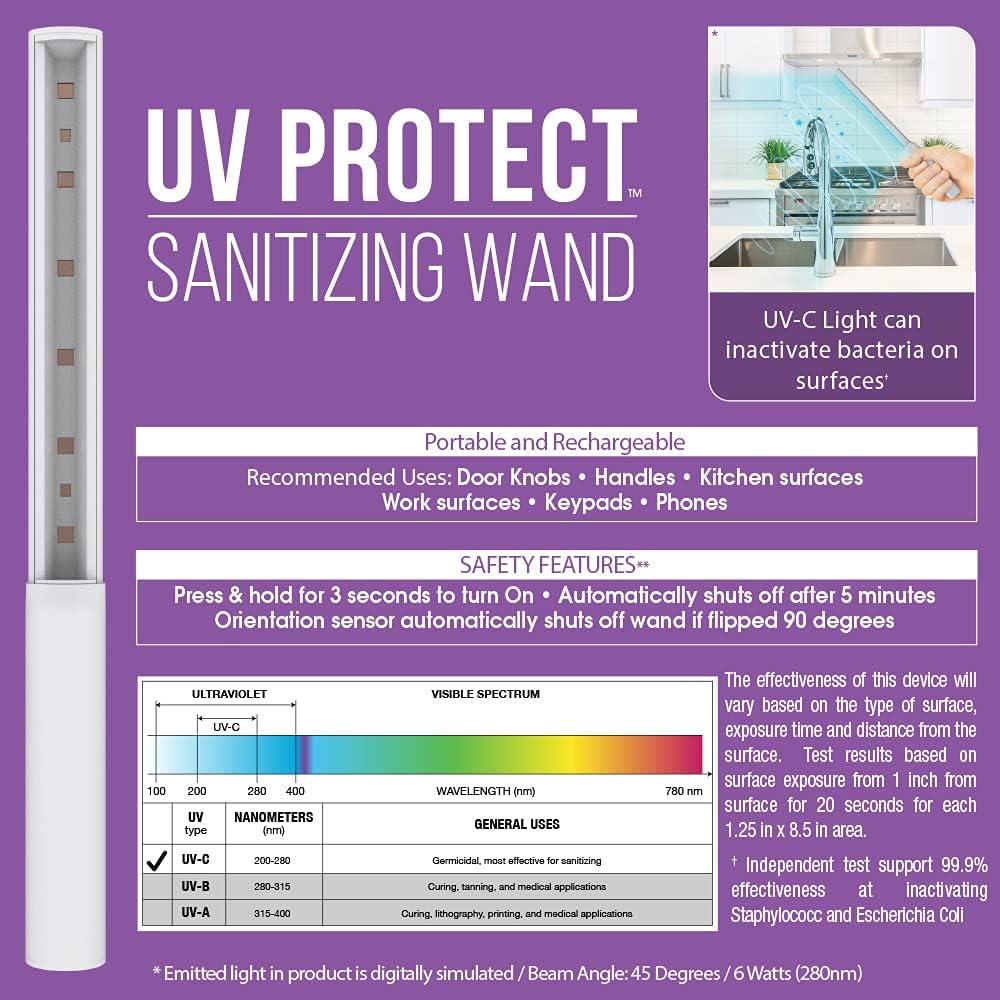 Feit Electric UVC/WAND/6W/LED 6-Watt Portable UV Disinfecting Sanitizing Wand UVC 270-280 nm Sterilizing Light