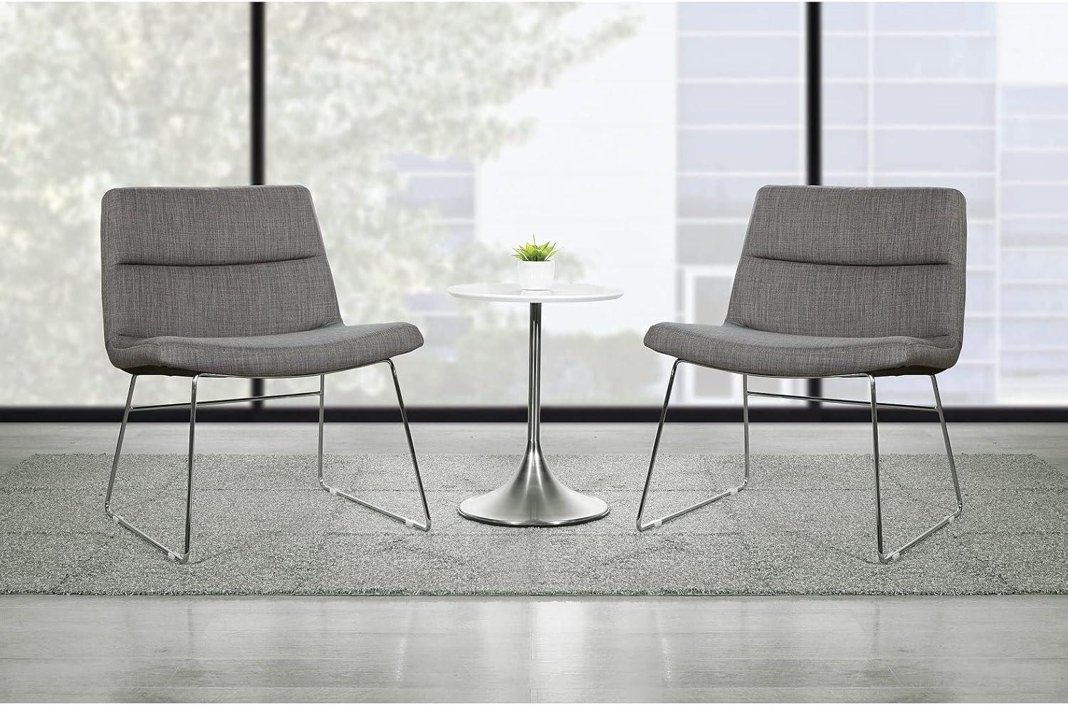 Thompson Chair in White Faux Leather with Chrome Sled Base