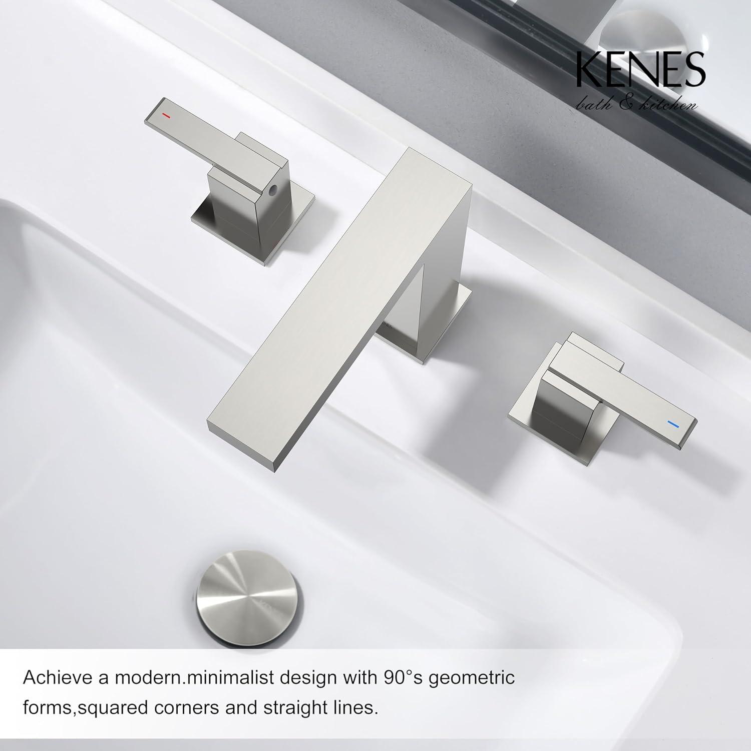 Brushed Nickel Widespread Bathroom Faucet with Lever Handles