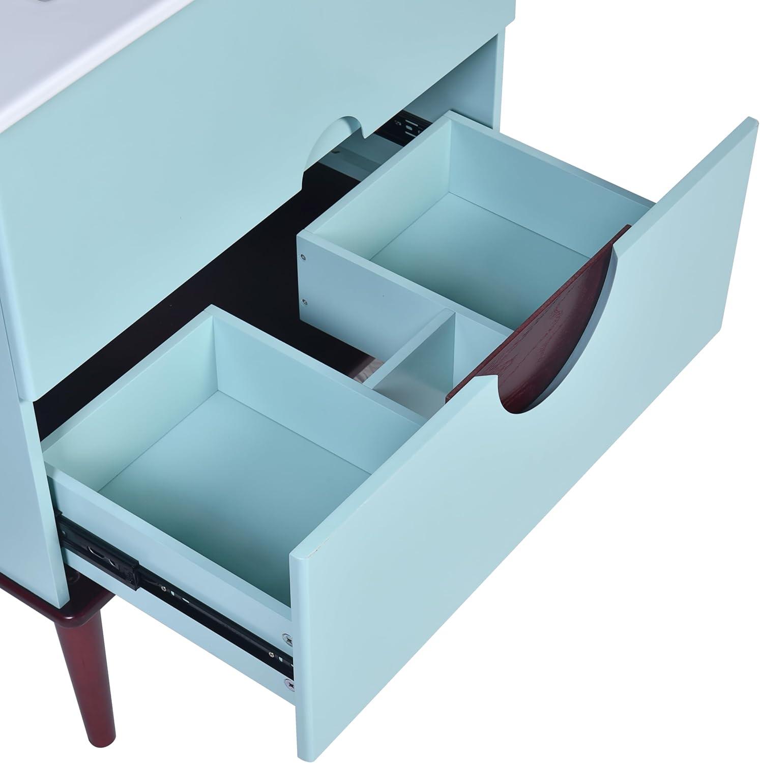 30 Inch Bathroom Vanity with Ceramic Sink, Modern Bathroom Storage Cabinet with Swirled Design, Vanities with 2 Drawers for Modern Minimalist Powder Room