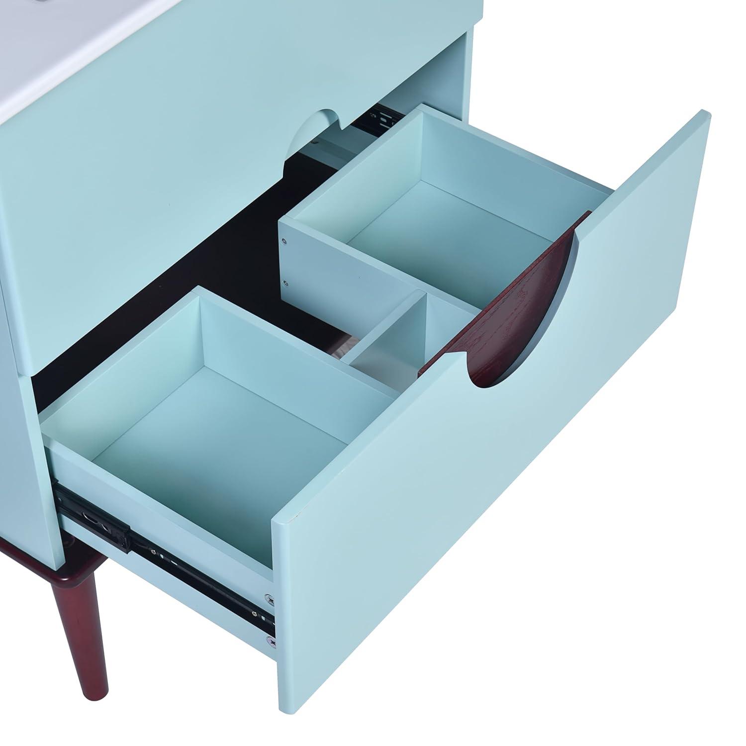 30 Inch Bathroom Vanity with Ceramic Sink, Modern Bathroom Storage Cabinet with Swirled Design, Vanities with 2 Drawers for Modern Minimalist Powder Room