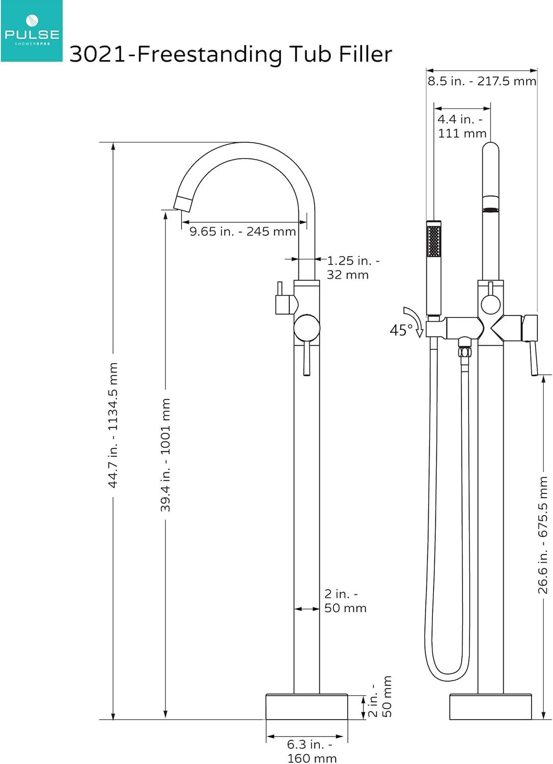 Matte Black Brass Freestanding Tub Filler with Diverter