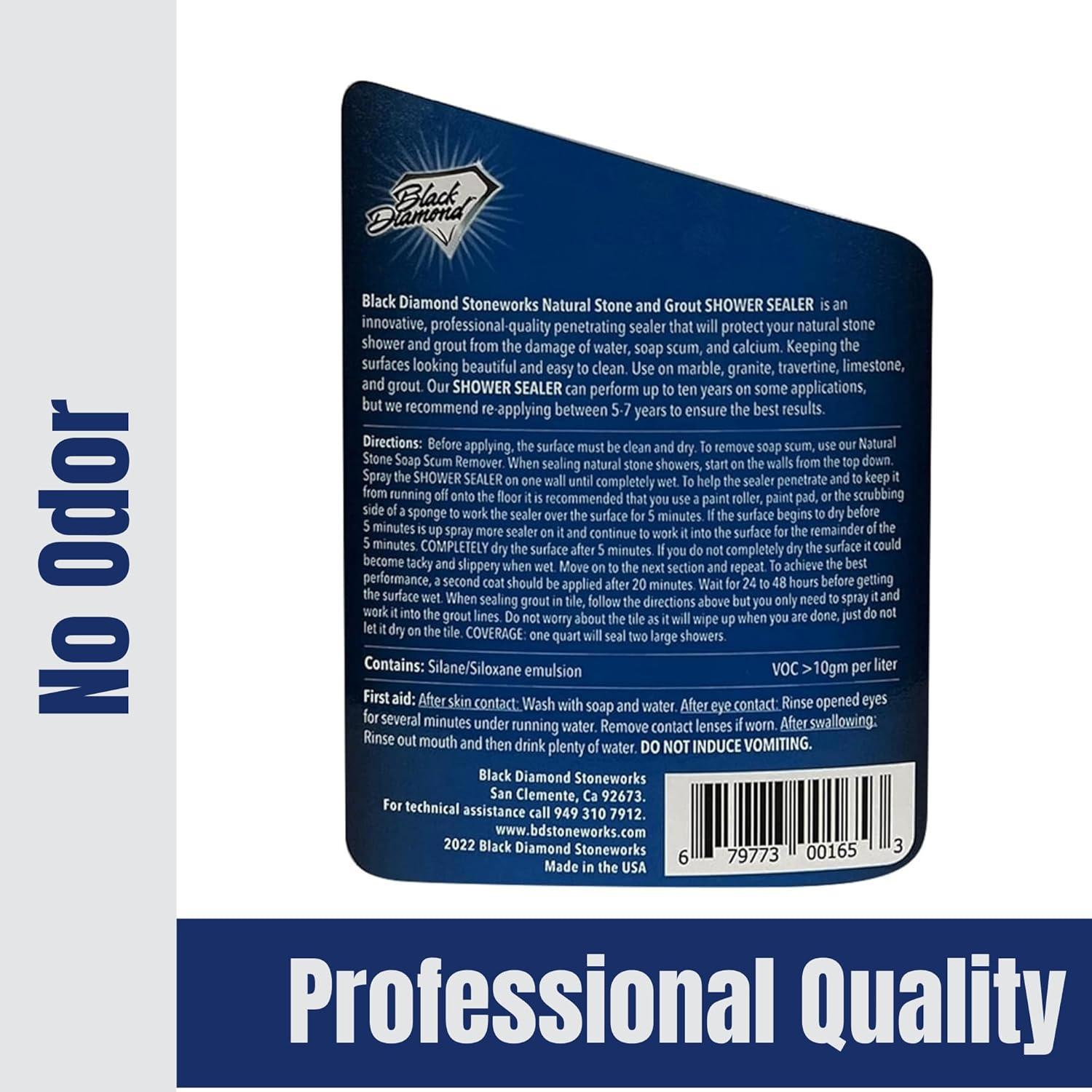 Natural Stone and Grout Penetrating Shower Sealer. Marble, Granite Travertine, Limestone. Protects Making Them Easy to Clean. Works Also on Grout in Tile, Ceramic, and Porcelain. 32oz.