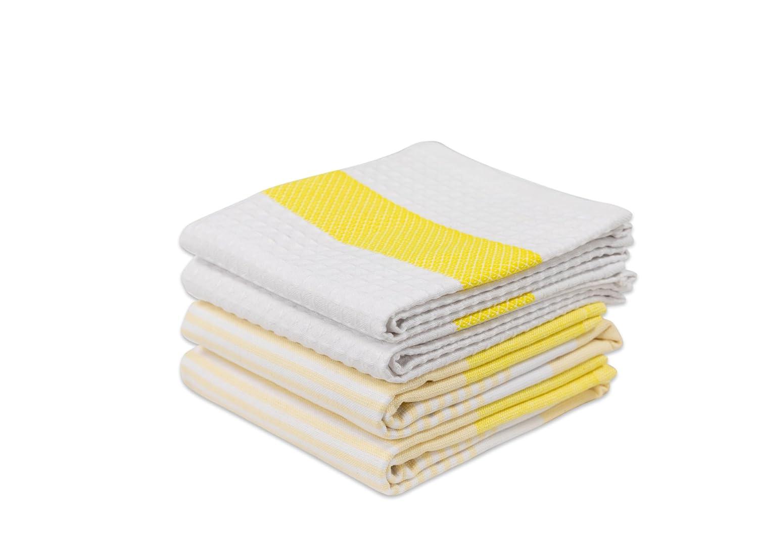 KAF Home Madison Set of 4 Absorbent, Durable and Soft Kitchen Towels | 18" x 28"  - Sunshine