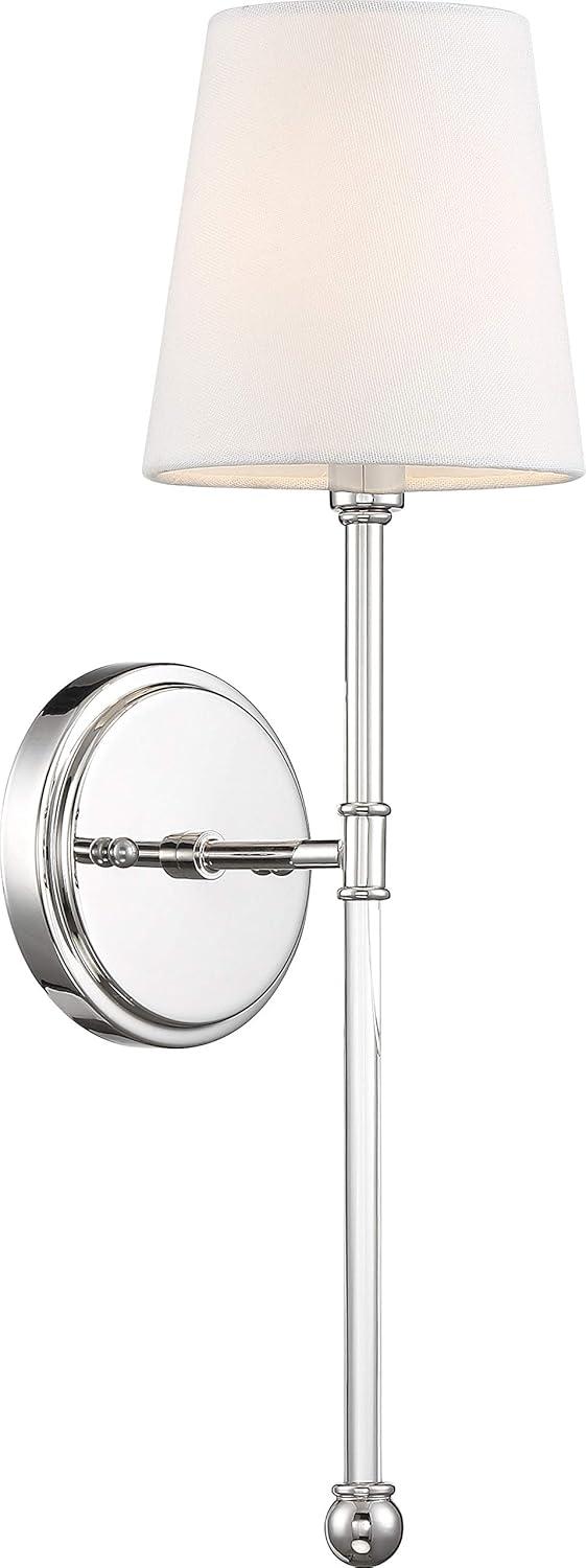 Nuvo Lighting 60/6687 Olmsted 19" Tall Bathroom Sconce - Polished Nickel / White Fabric