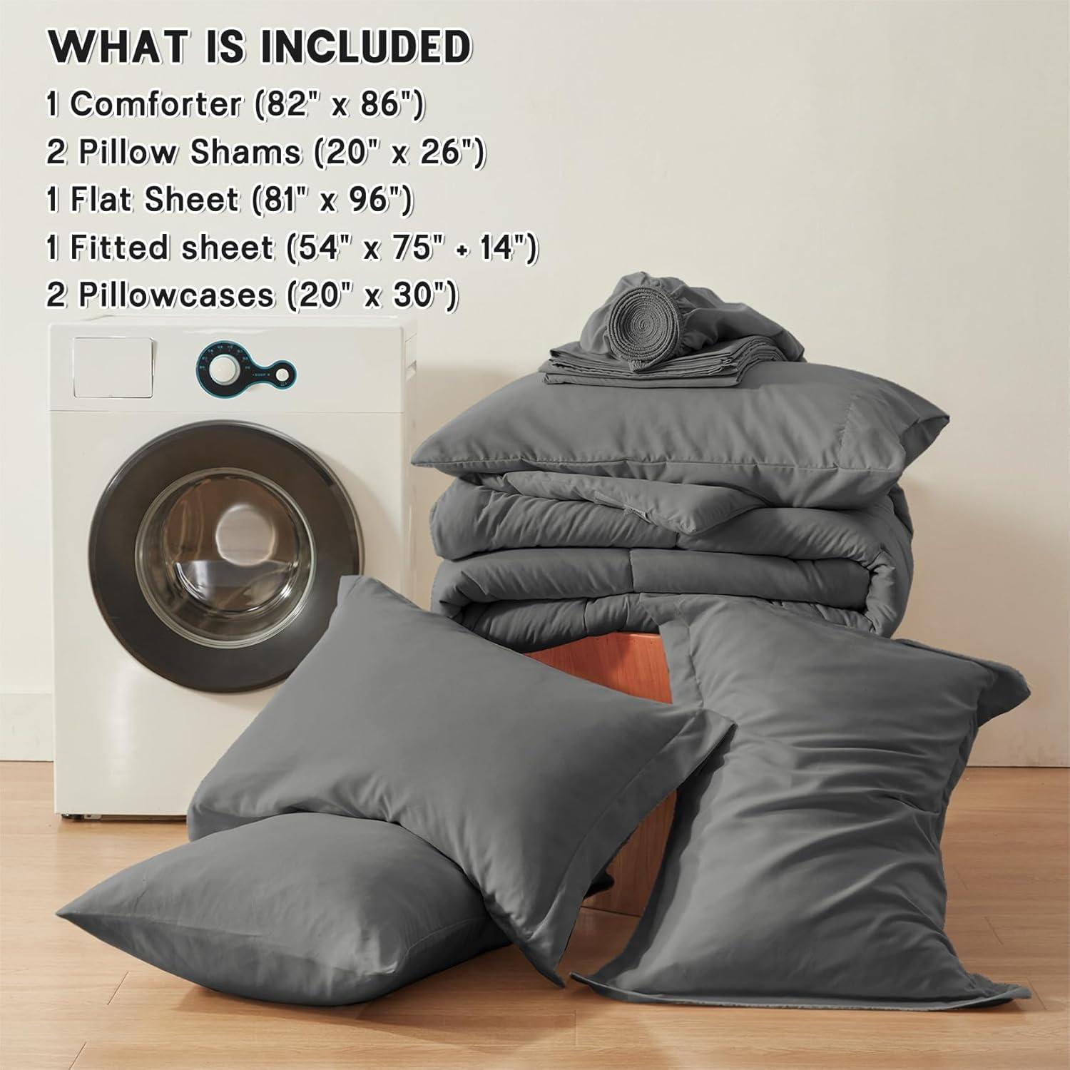 Sweet Home Collection All Season Bed-in-A-Bag 5pc/7pc Solid Color Comforter & Sheet Set Ultra Soft Bedding by Sweet Home Collection