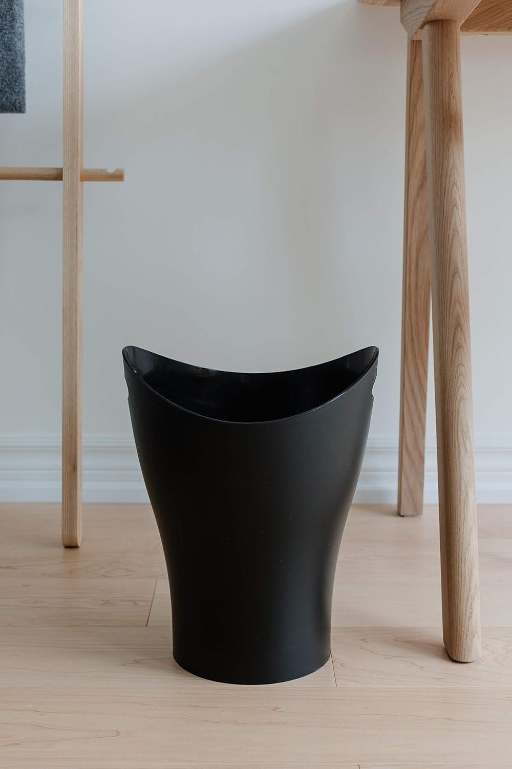 Umbra 2.2gal Garbino Indoor Trash Can Black: Small Bathroom & Bedroom Trash Bin, Polypropylene, Open Top, 13" Height