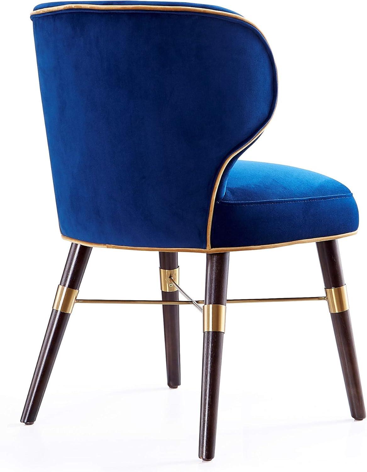 Modern Strine Dining Chair Upholstered in Velvet and Leatherette with Solid Wood Legs in Dark Taupe - Set of 2