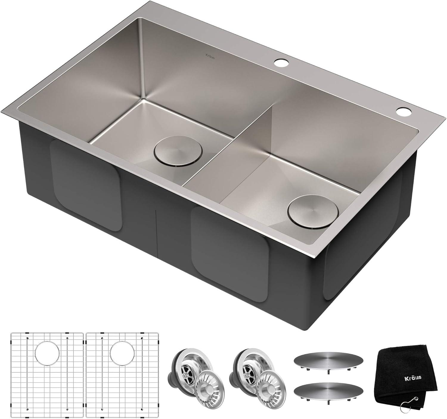 KRAUS Standart PRO Drop In 16 Gauge Bar Stainless Steel Kitchen Sink