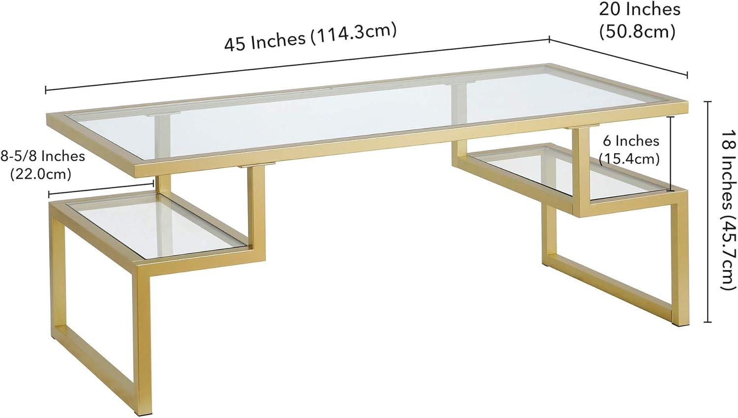 Evelyn&Zoe Zander 45" Wide Rectangular Coffee Table, Brass