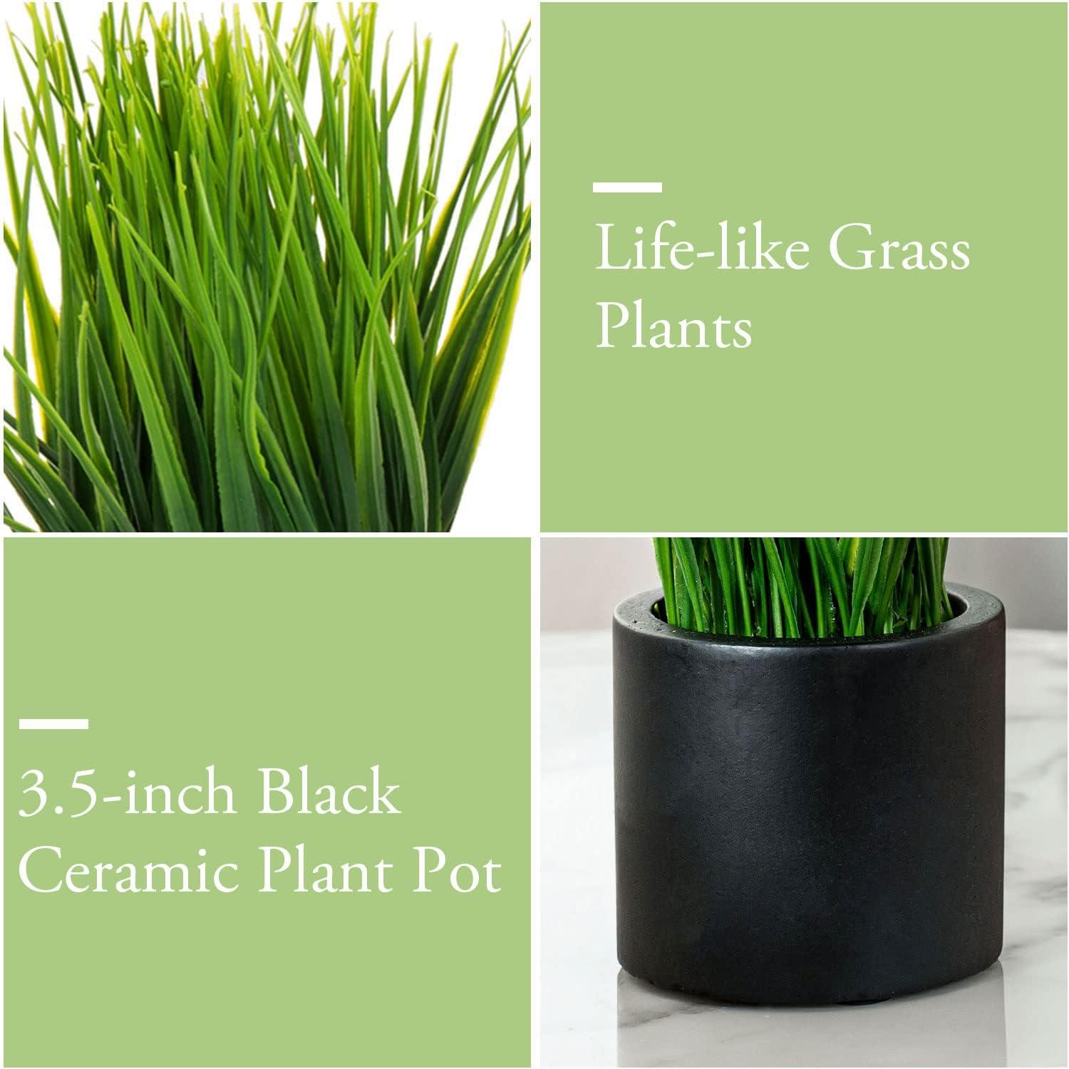 7.87'' Faux Grass in Cement Pot