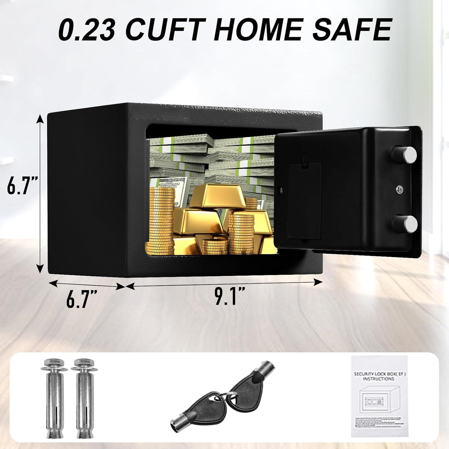 MASTER CRAFT WINDOW AND DOOR Safe Box 0.23 Cubic Feet Electronic Digital Security Box, Keypad Lock Box Cabinet Safes, Solid Alloy Steel Office Hotel Home Safe