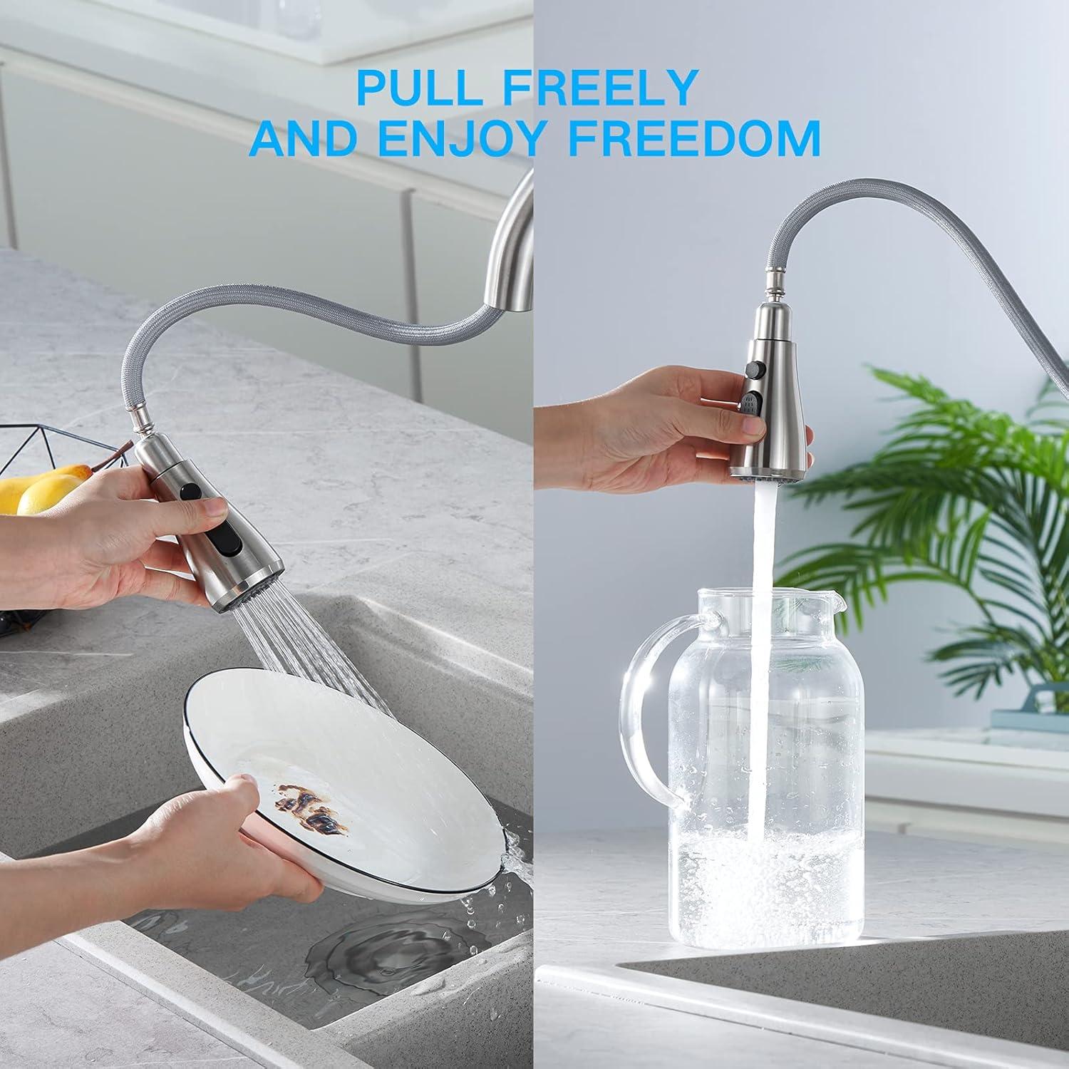 Kitchen Faucet With Pull-Down Spray Single Handle High Arc ,Stainless Steel Brushed Nickel